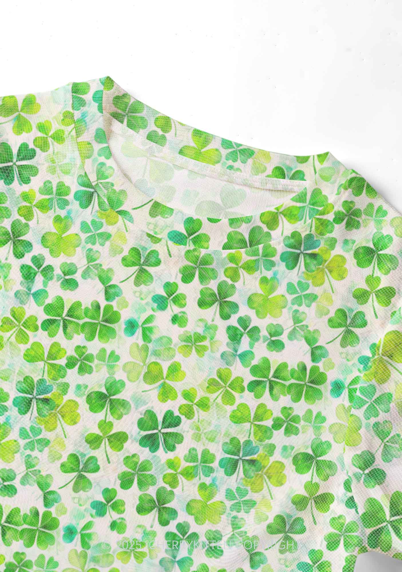 Green Shamrock Y2K Mesh Crop Top Cherrykitten - Image 4