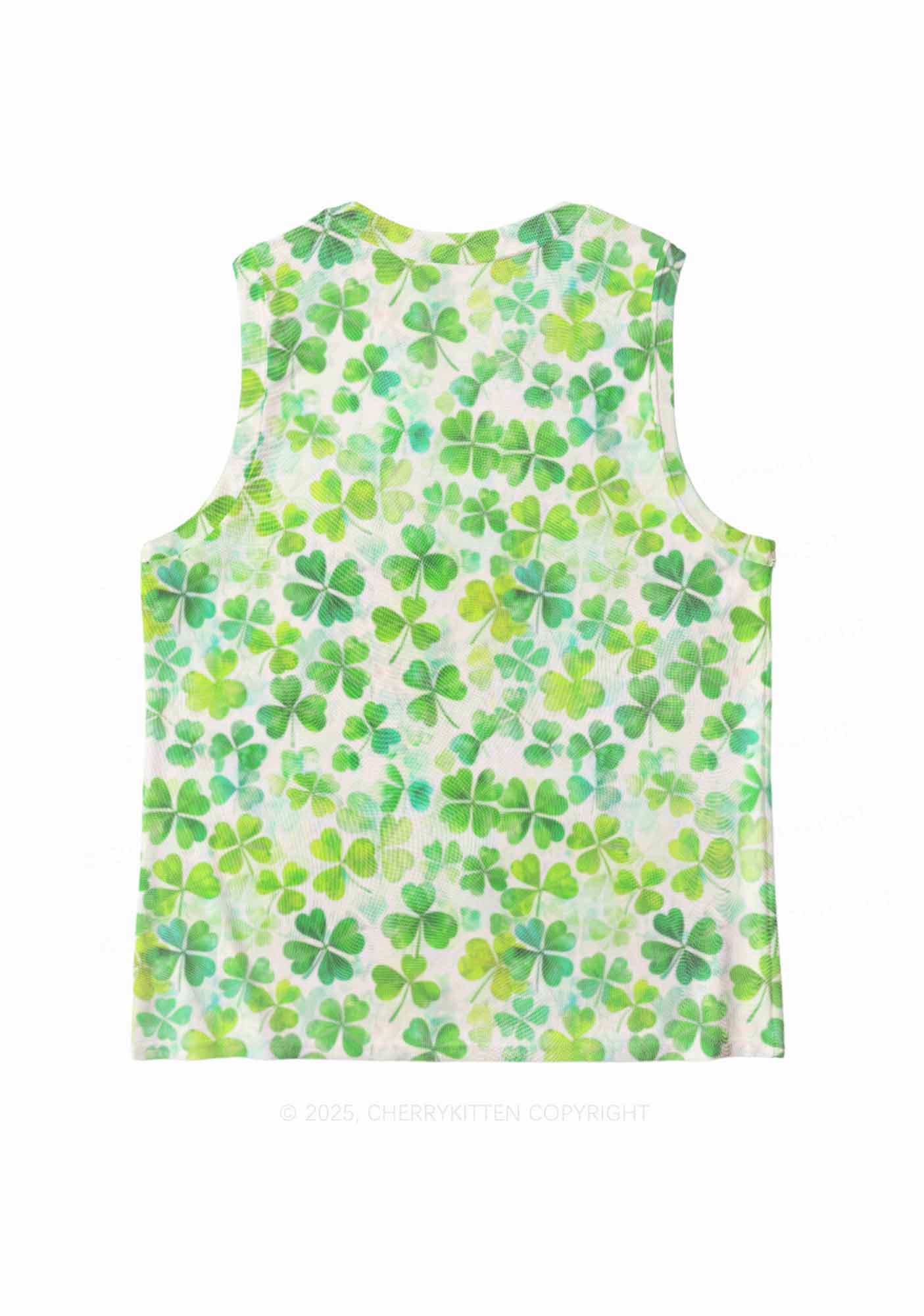 Green Shamrock Y2K Mesh Muscle Tank Cherrykitten - Image 2