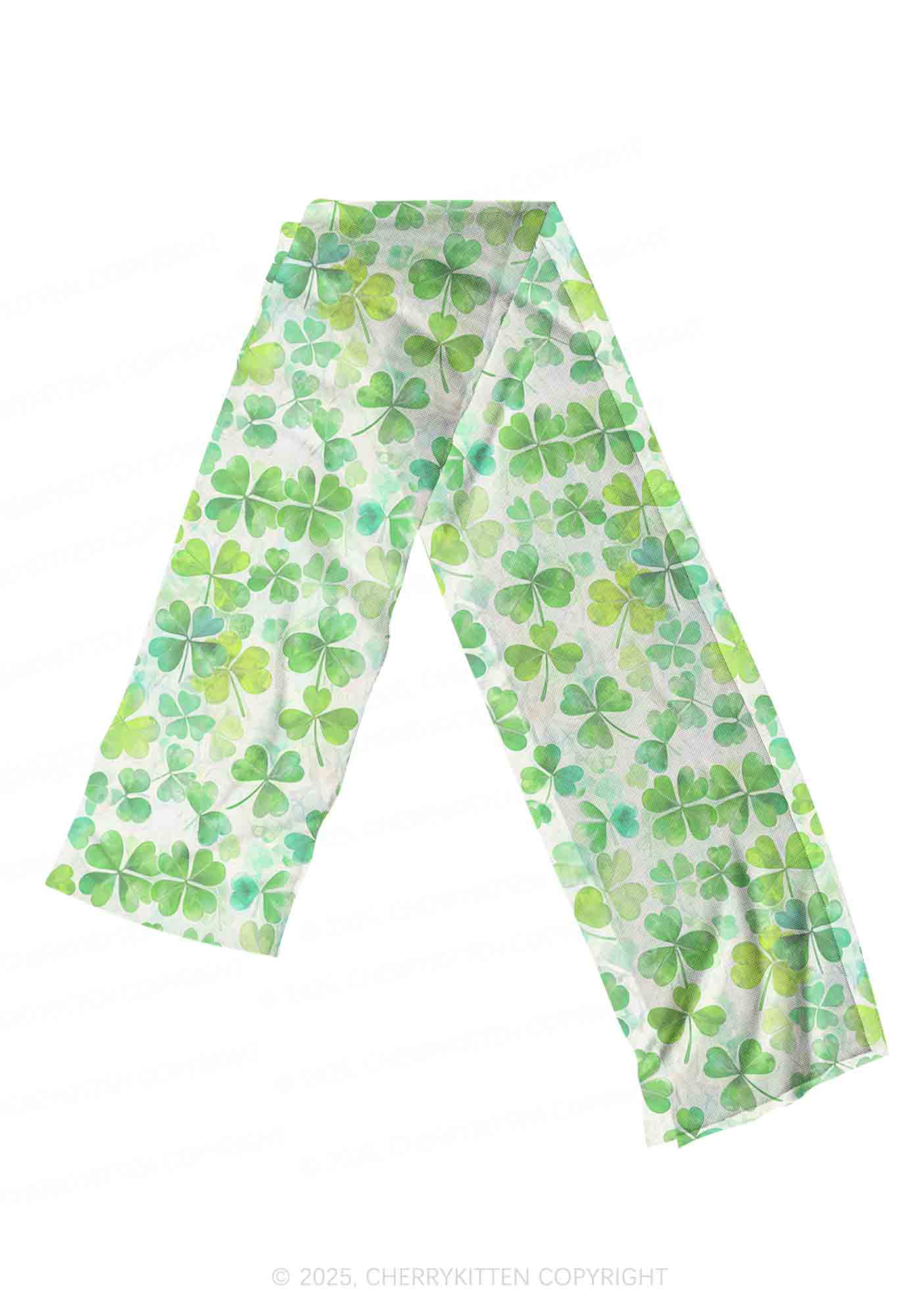 Green Shamrock Y2K Mesh Slip Dress With Scarf Set Cherrykitten - Image 4