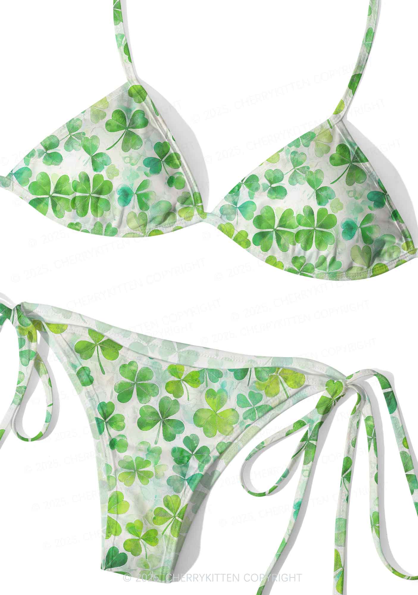 Green Shamrock Y2K Print Bikini Set Cherrykitten - Image 2