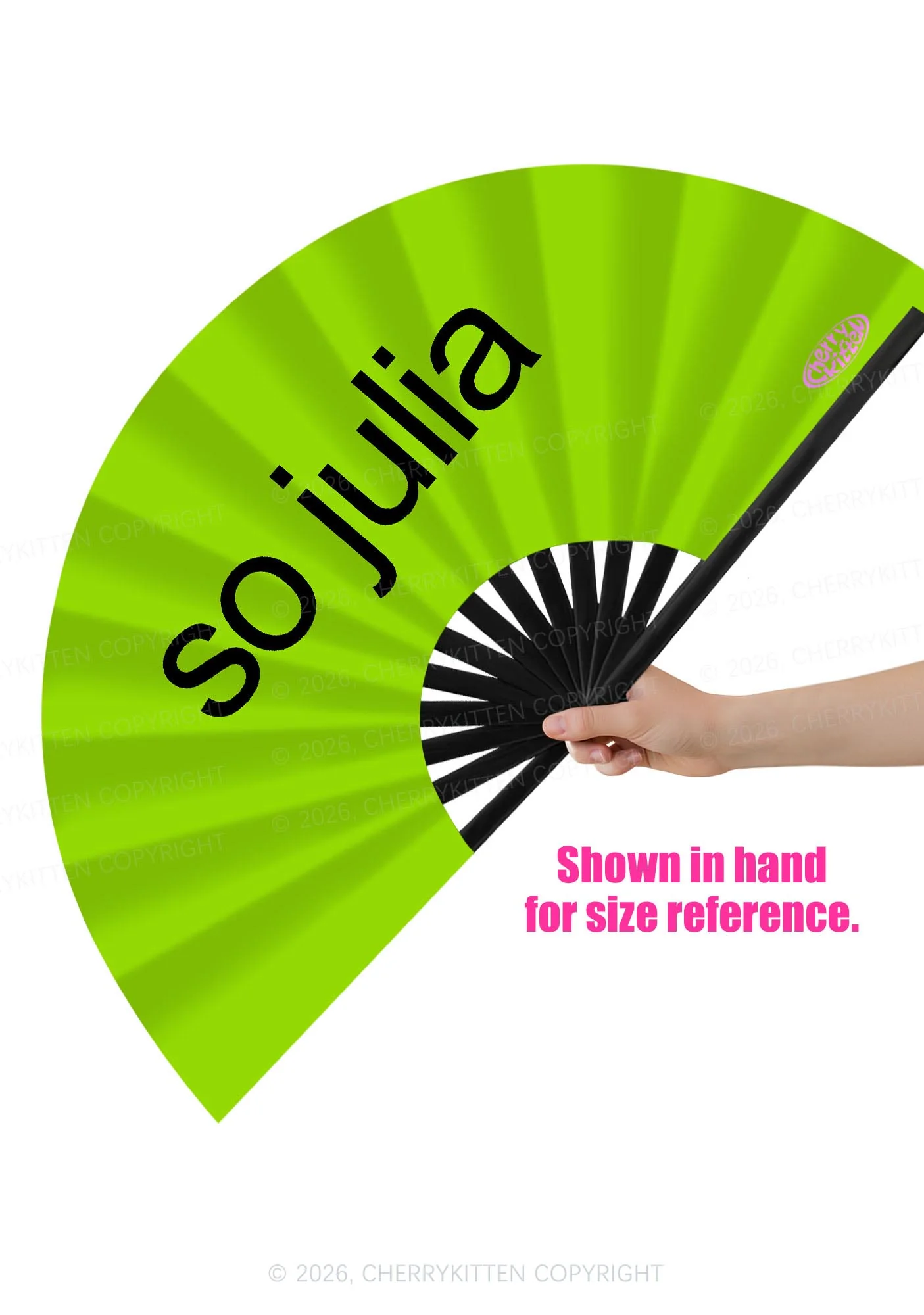 Green So Julia Y2K Rave Hand Fan Cherrykitten - Image 2