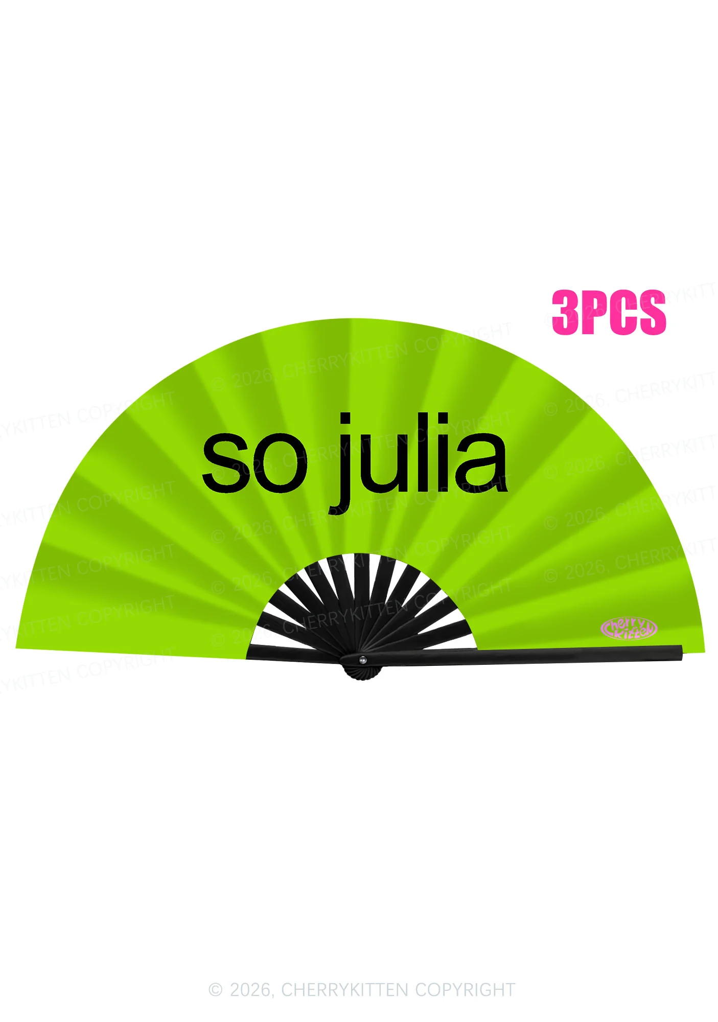 Green So Julia Y2K Rave Hand Fan Cherrykitten - Image 3