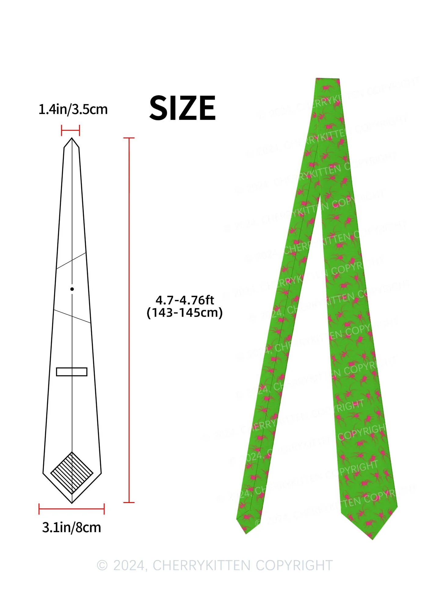 Green Spider Y2K Necktie Cherrykitten - Image 2