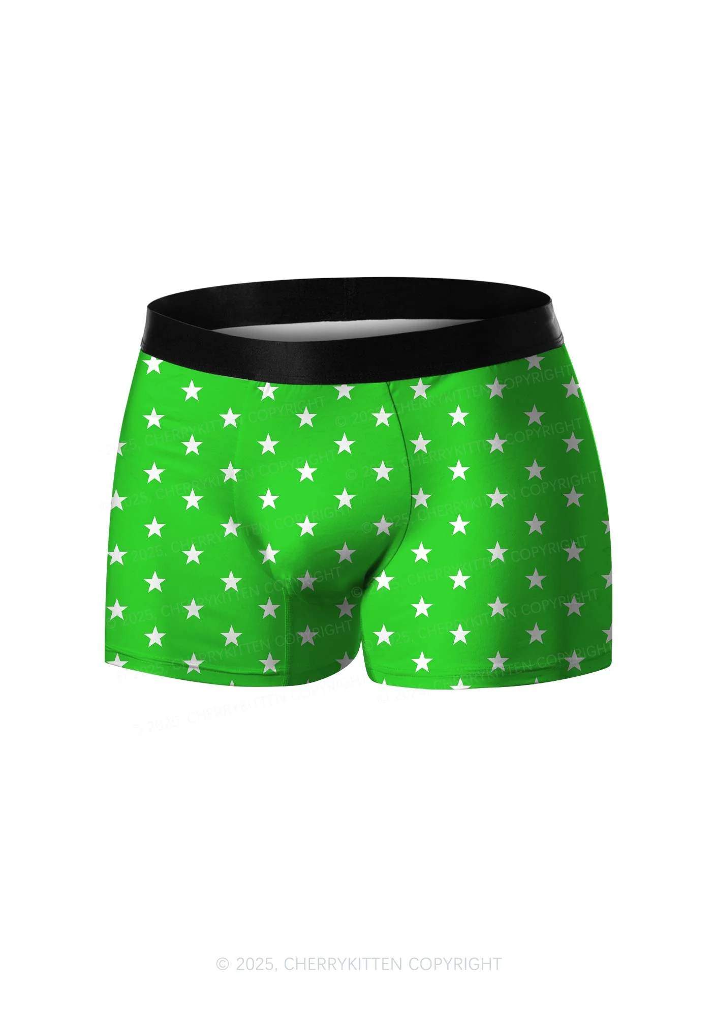Green Star Y2K Print Men Boxer Briefs Cherrykitten - Image 3