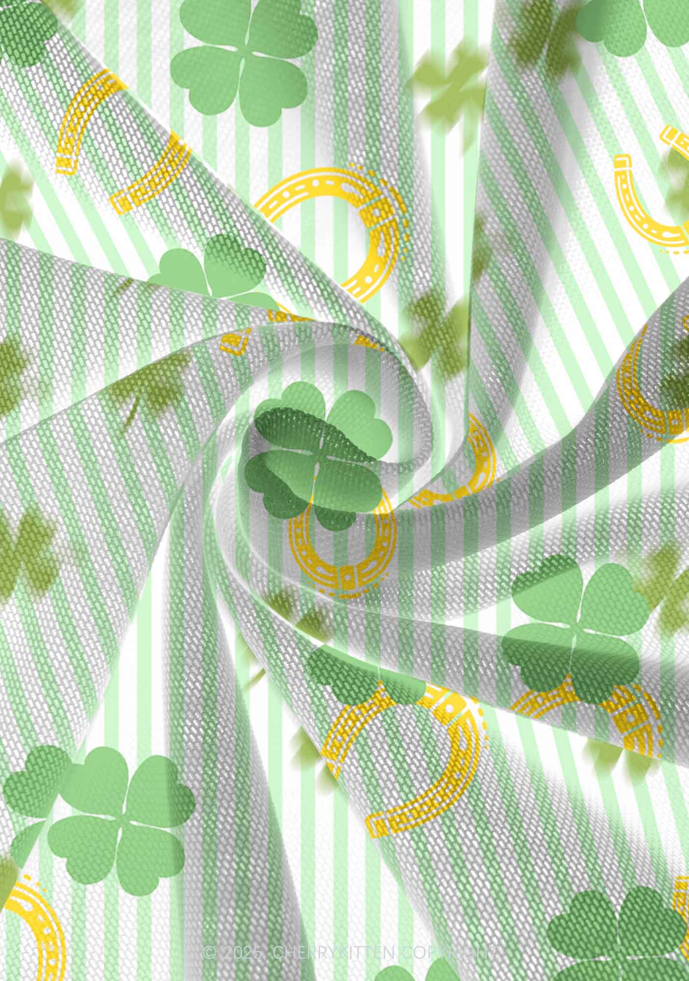 Green Stripe Clover Horseshoe St Patricks Y2K Print Mini Layered Skirt Cherrykitten - Image 3