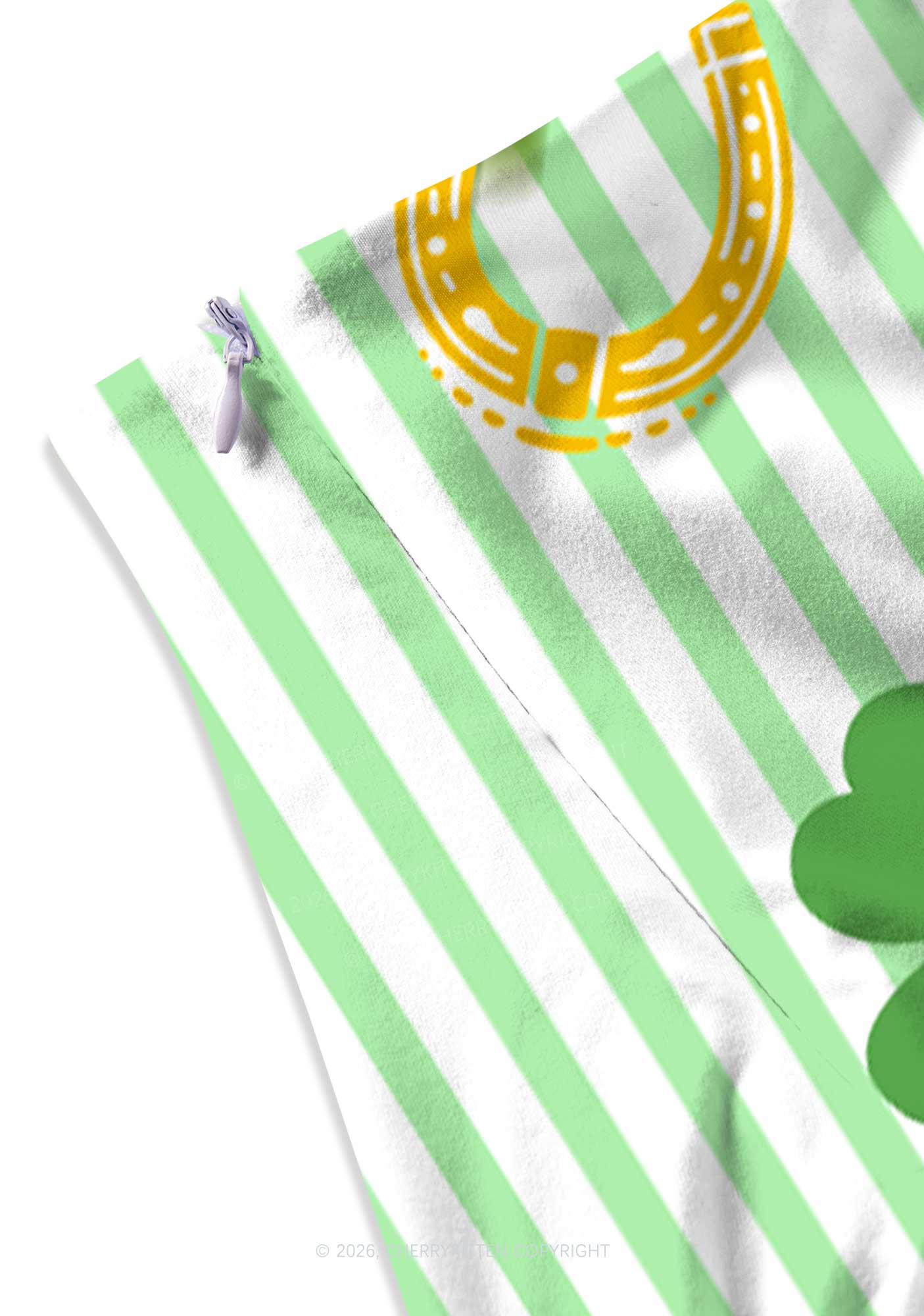 Green Stripe Clover Horseshoe St Patricks Y2K Print Mini Skirt Cherrykitten - Image 3