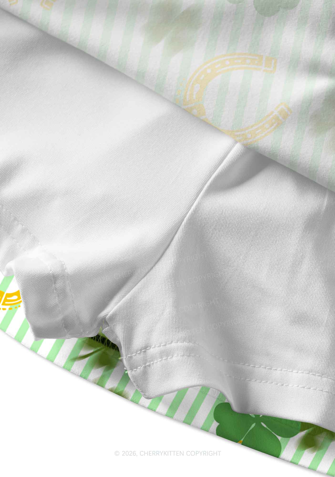 Green Stripe Clover Horseshoe St Patricks Y2K Print Mini Skirt Cherrykitten - Image 4
