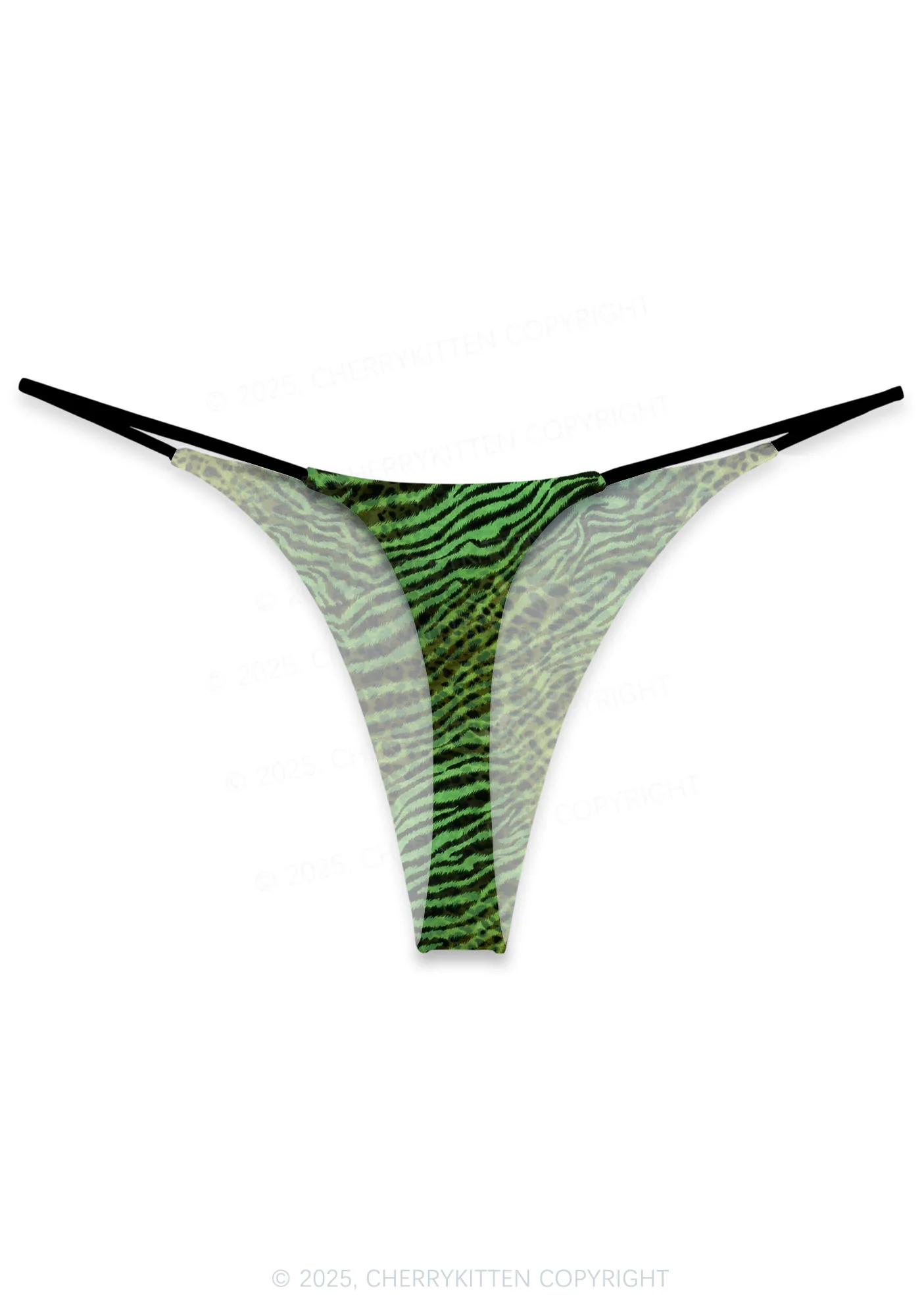 Green Zebra Leopard Pattern St Patricks Y2K Print Bikini String Thong Cherrykitten - Image 3