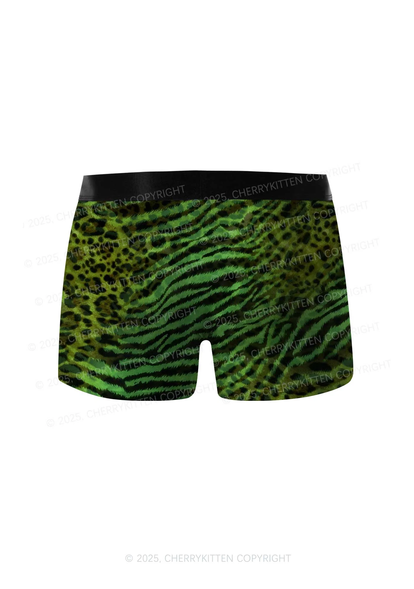 Green Zebra Leopard Pattern St Patricks Y2K Print Men Boxer Briefs Cherrykitten - Image 2