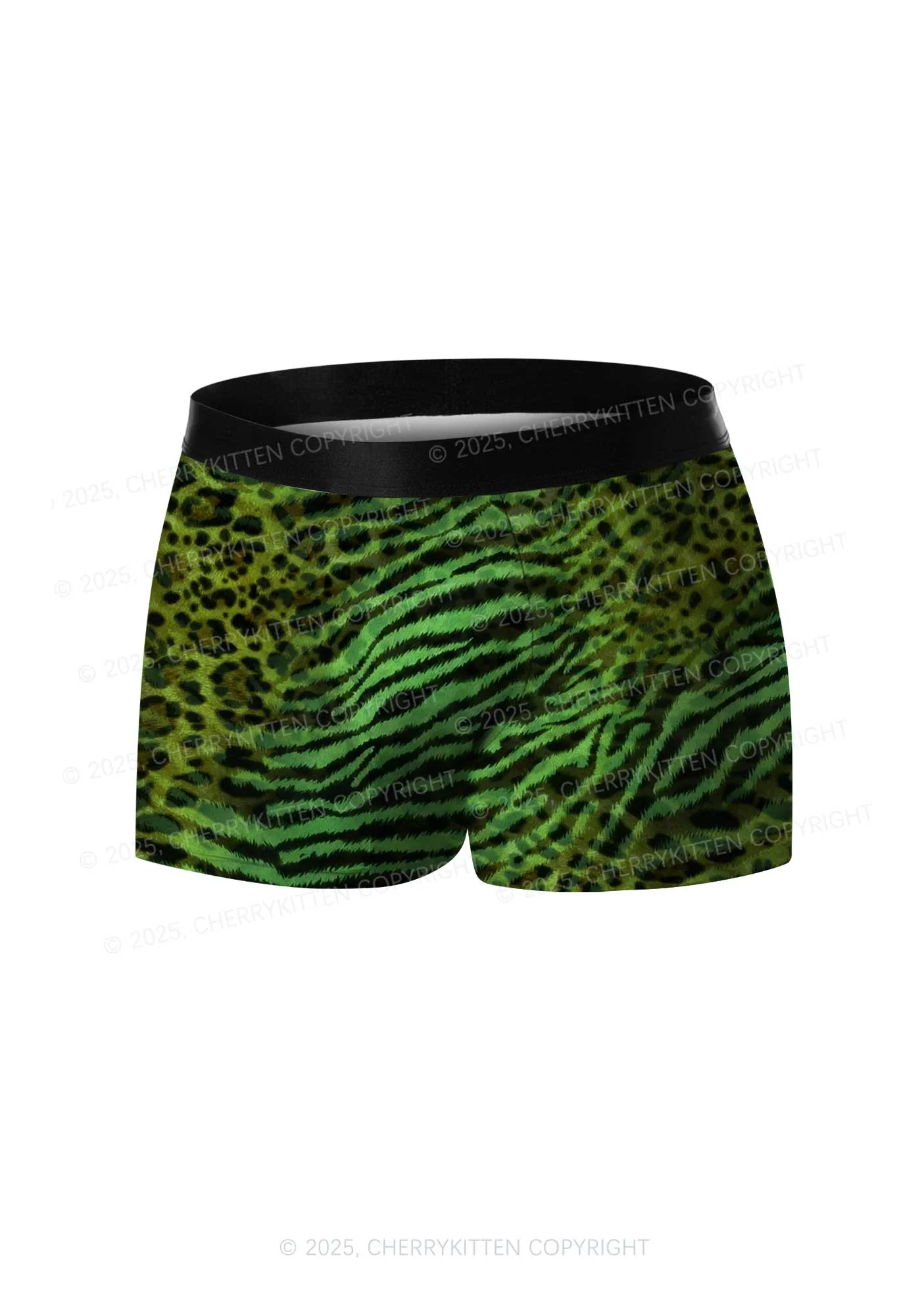Green Zebra Leopard Pattern St Patricks Y2K Print Men Boxer Briefs Cherrykitten - Image 3