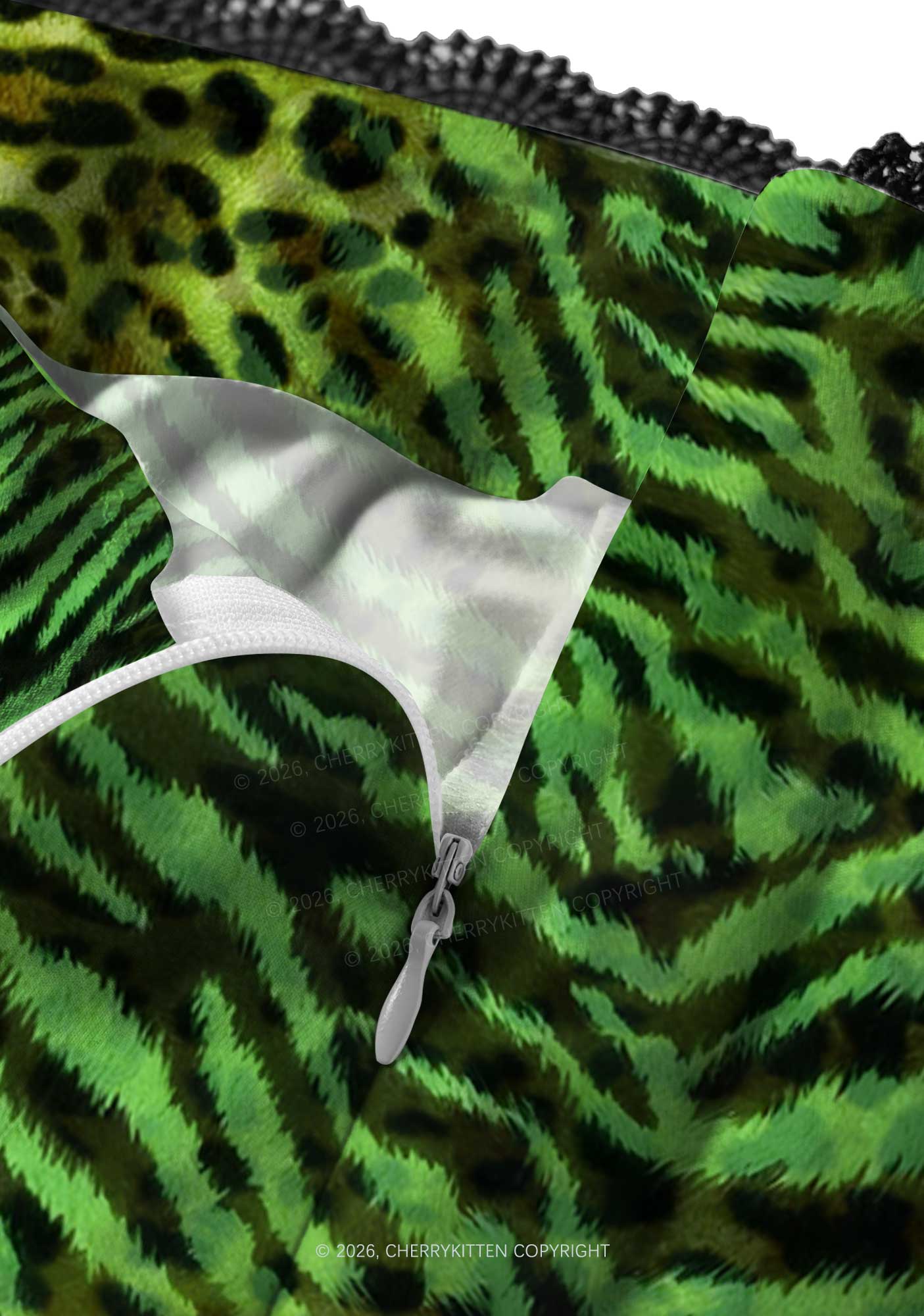 Green Zebra Leopard Pattern St Patricks Y2K Print Midi Skirt Cherrykitten - Image 3