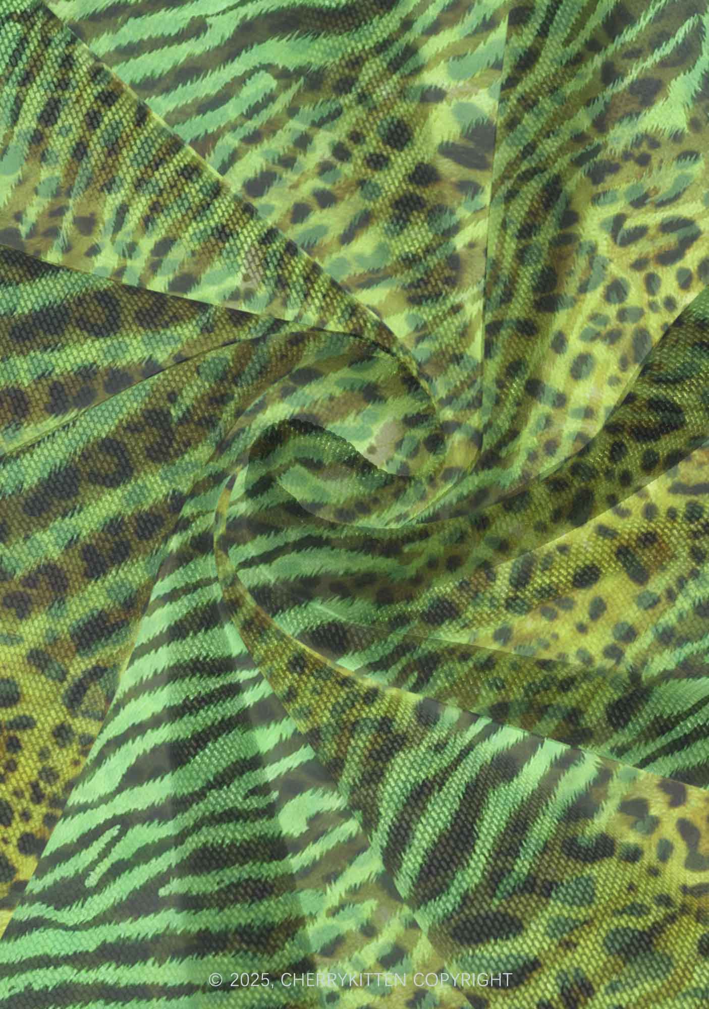 Green Zebra Leopard Pattern St Patricks Y2K Print Mini Layered Skirt Cherrykitten - Image 3