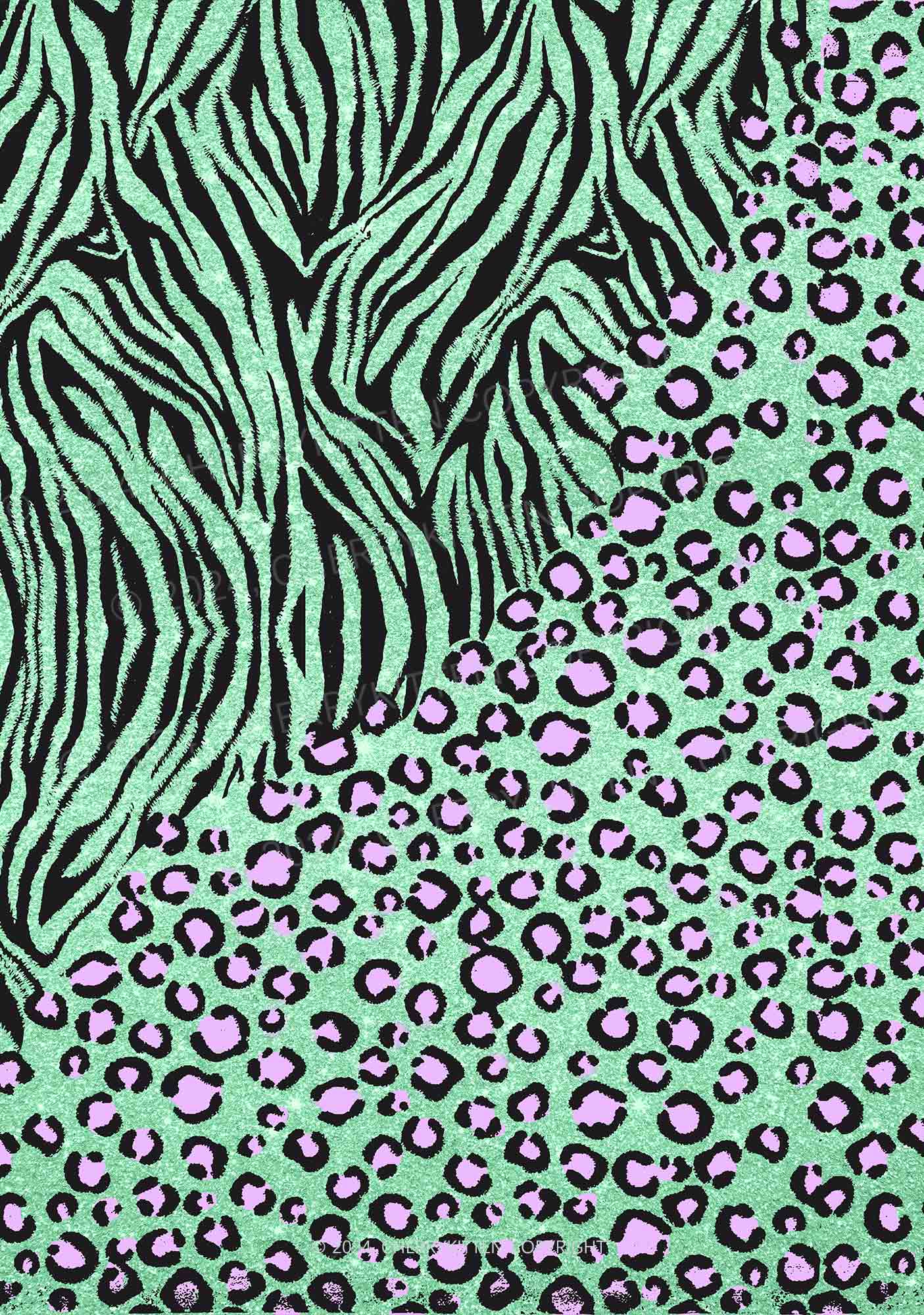 Green Zebra Pink Leopard Y2K Print Bikini Set Cherrykitten - Image 2