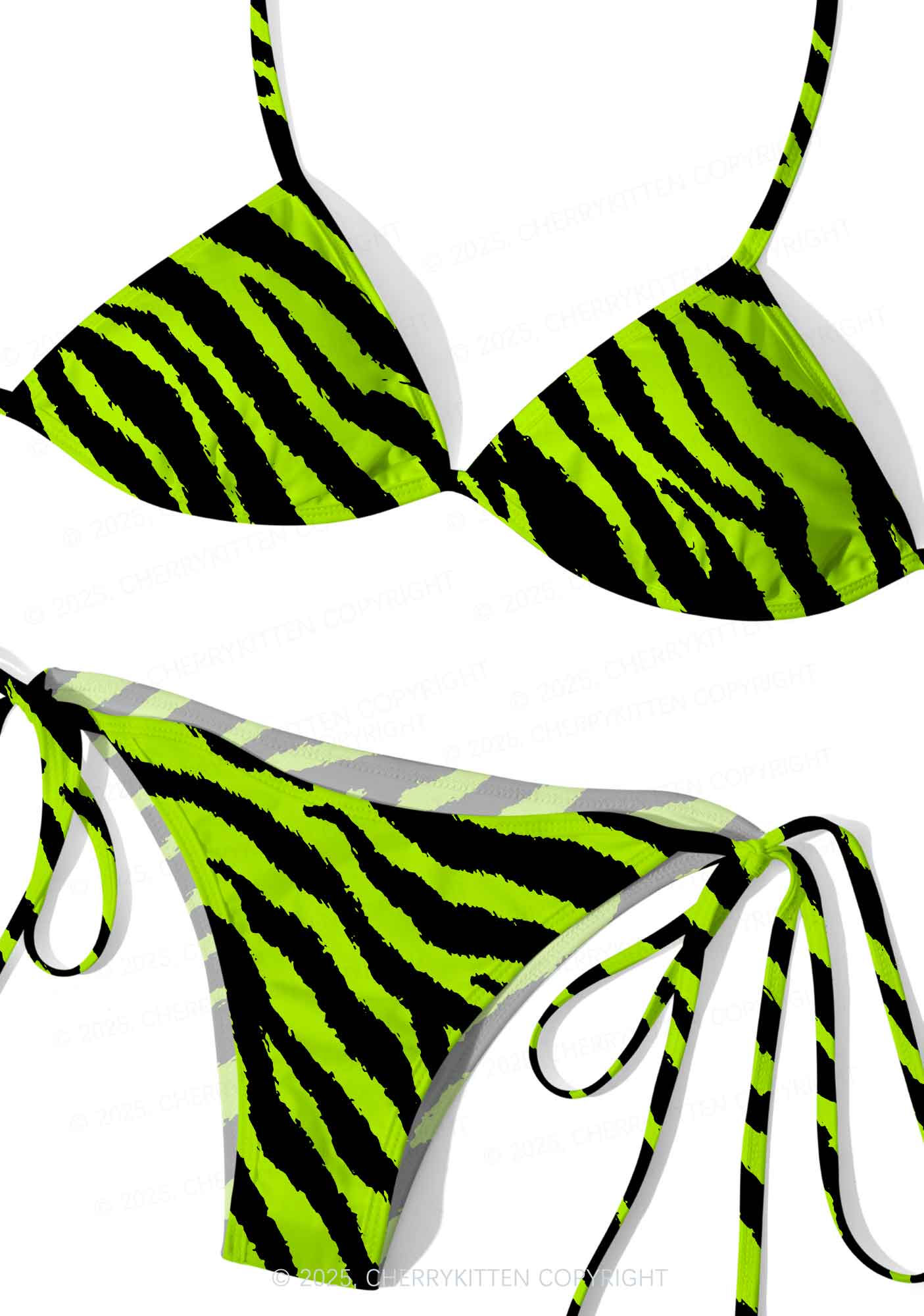 Green Zebra Y2K Print Bikini Set Cherrykitten - Image 2