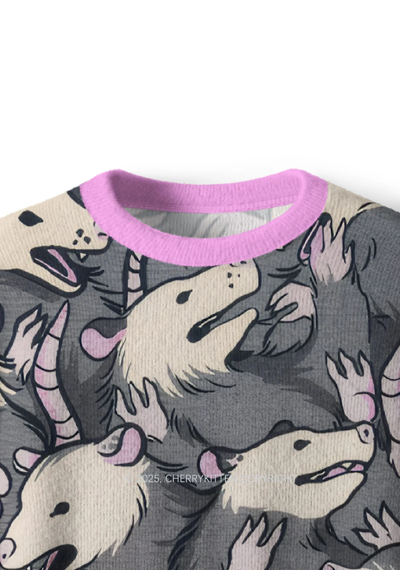 Grey Possum Y2K Christmas Knit Sweatshirt Cherrykitten - Image 5
