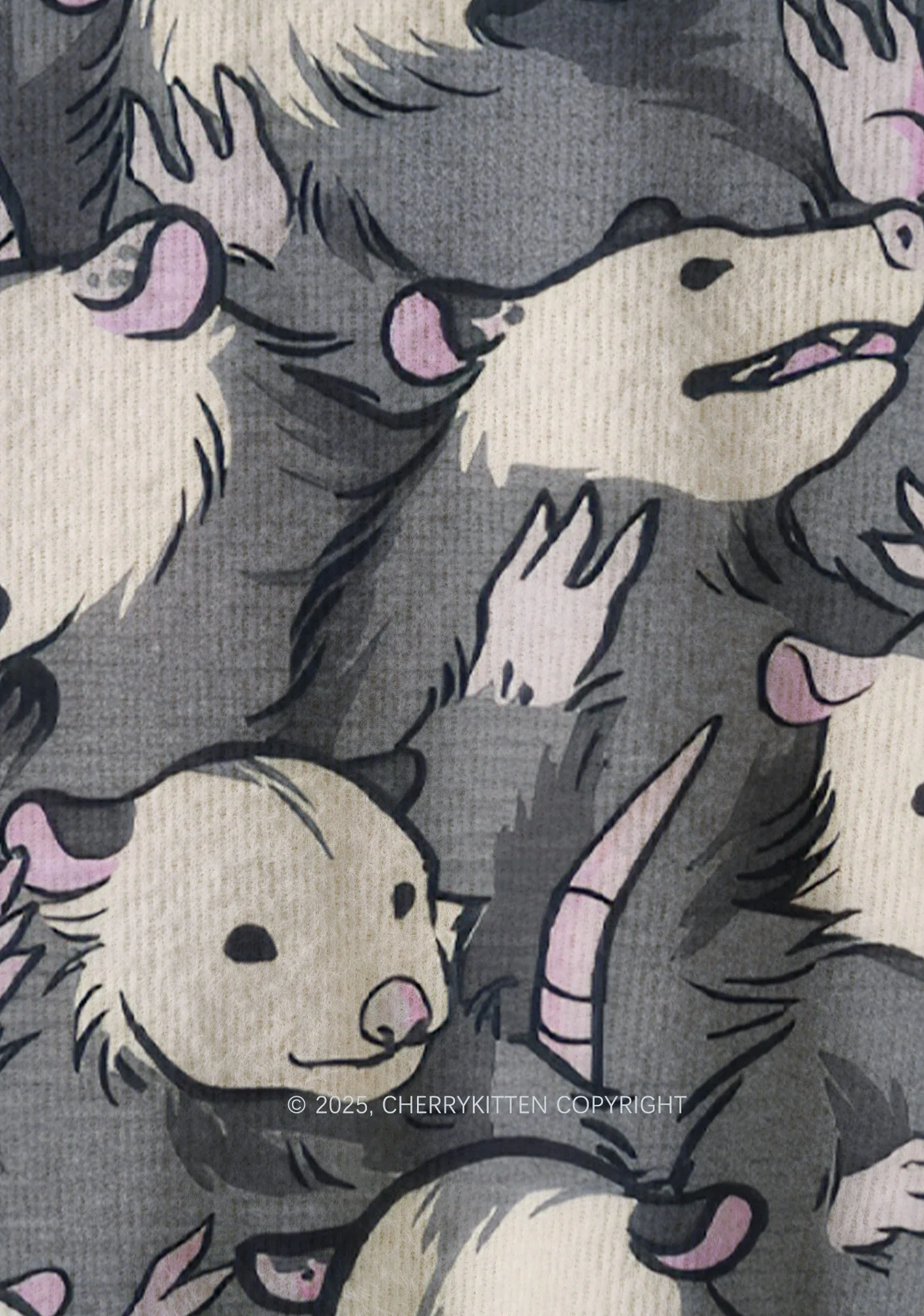 Grey Possum Y2K Christmas Knit Sweatshirt Cherrykitten - Image 6