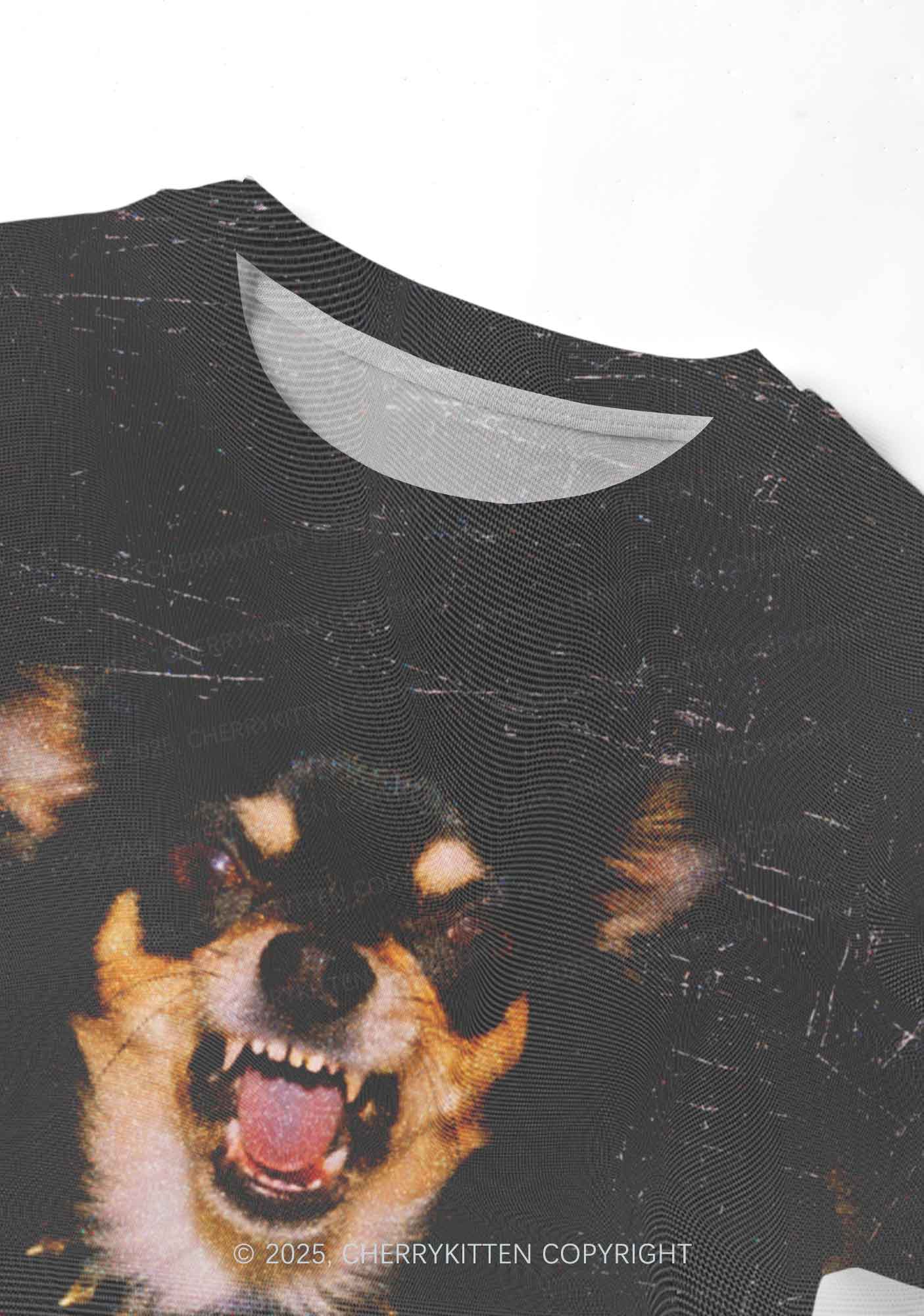 Growling Puppy Y2K Mesh Crop Top Cherrykitten - Image 3