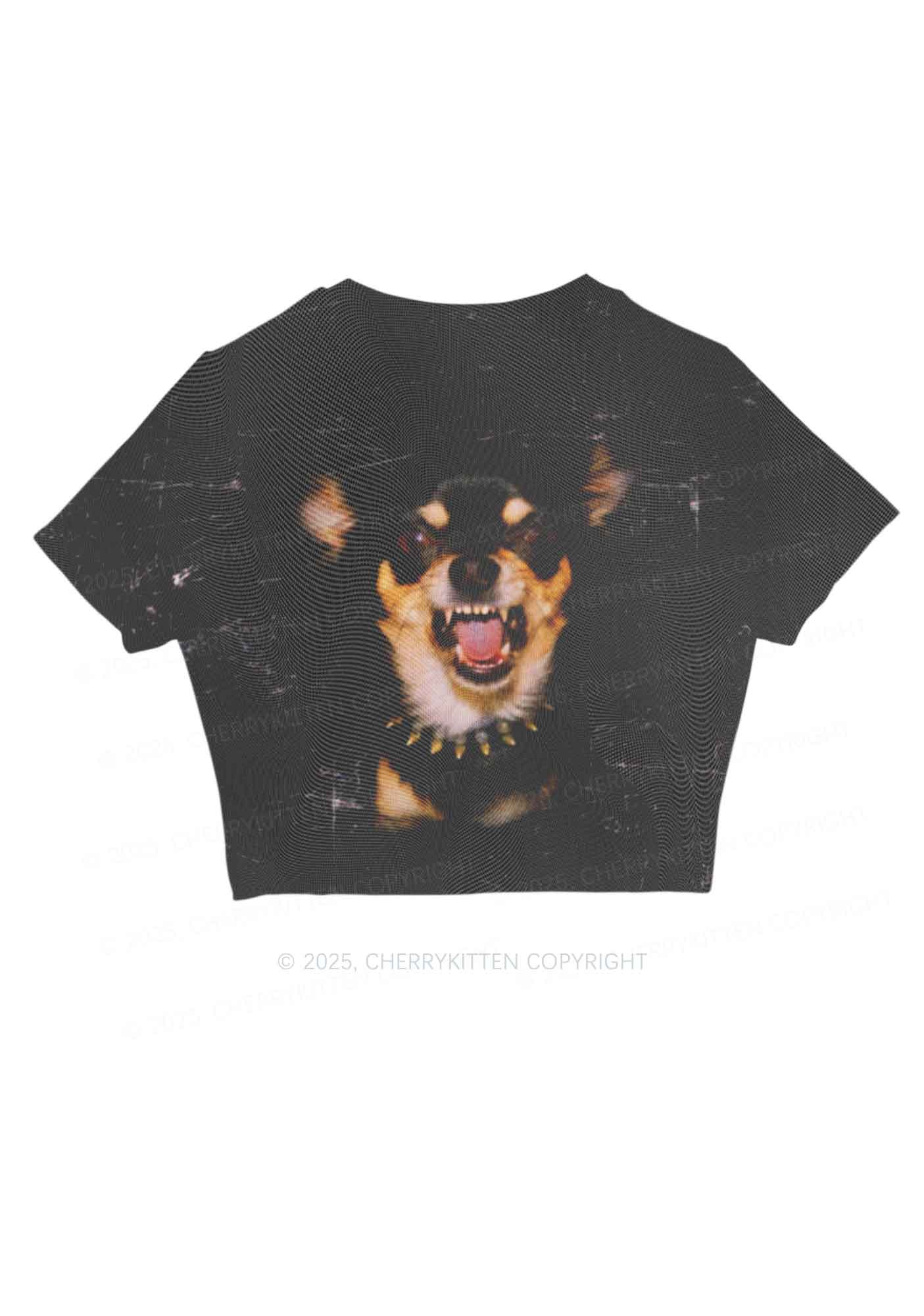 Growling Puppy Y2K Mesh Crop Top Cherrykitten - Image 5