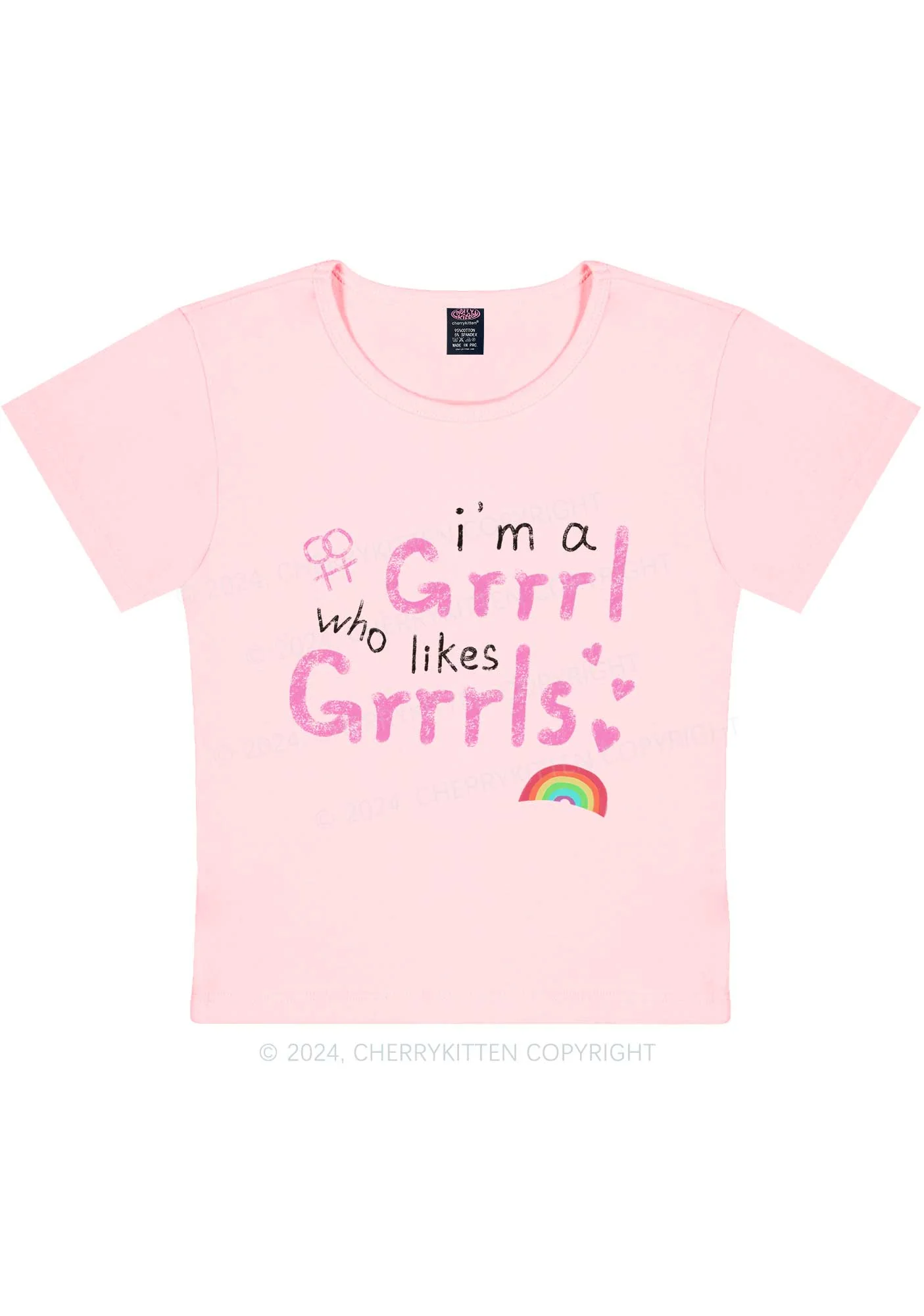 Grrrl Likes Grrrls Y2K Baby Tee Cherrykitten - Image 2