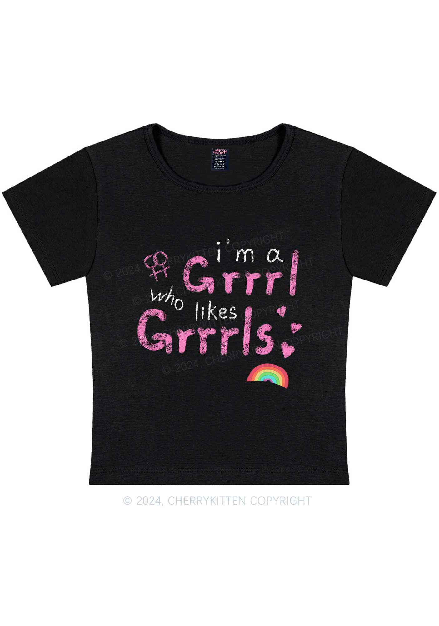 Grrrl Likes Grrrls Y2K Baby Tee Cherrykitten - Image 5