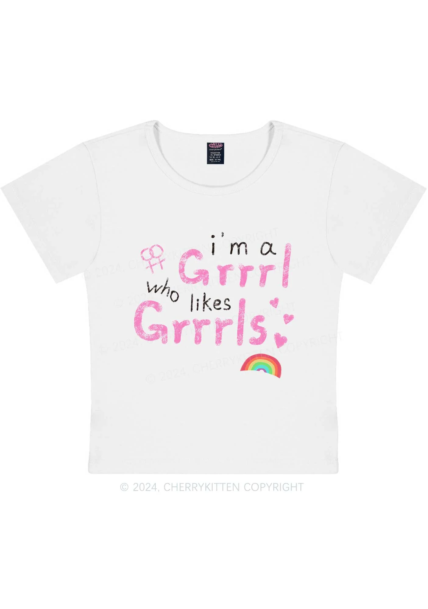 Grrrl Likes Grrrls Y2K Baby Tee Cherrykitten - Image 6
