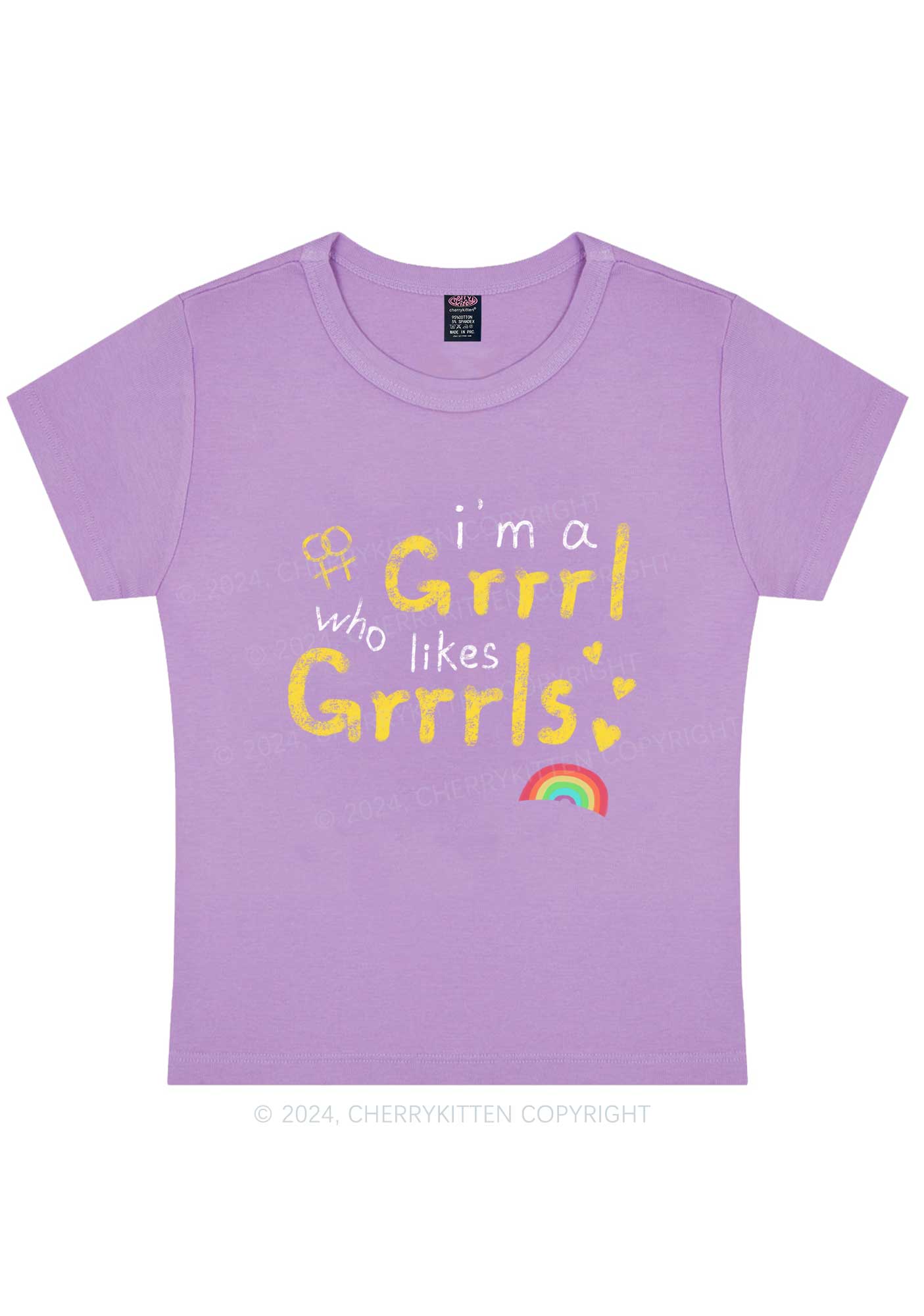 Grrrl Likes Grrrls Y2K Baby Tee Cherrykitten - Image 7