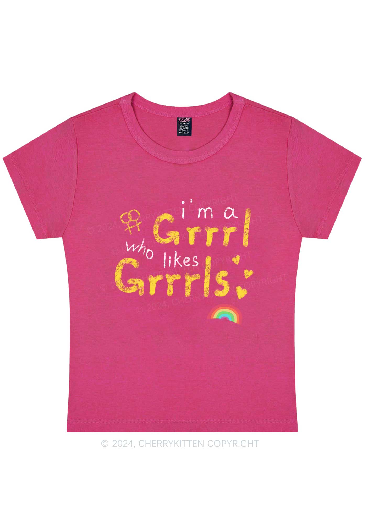 Grrrl Likes Grrrls Y2K Baby Tee Cherrykitten - Image 8