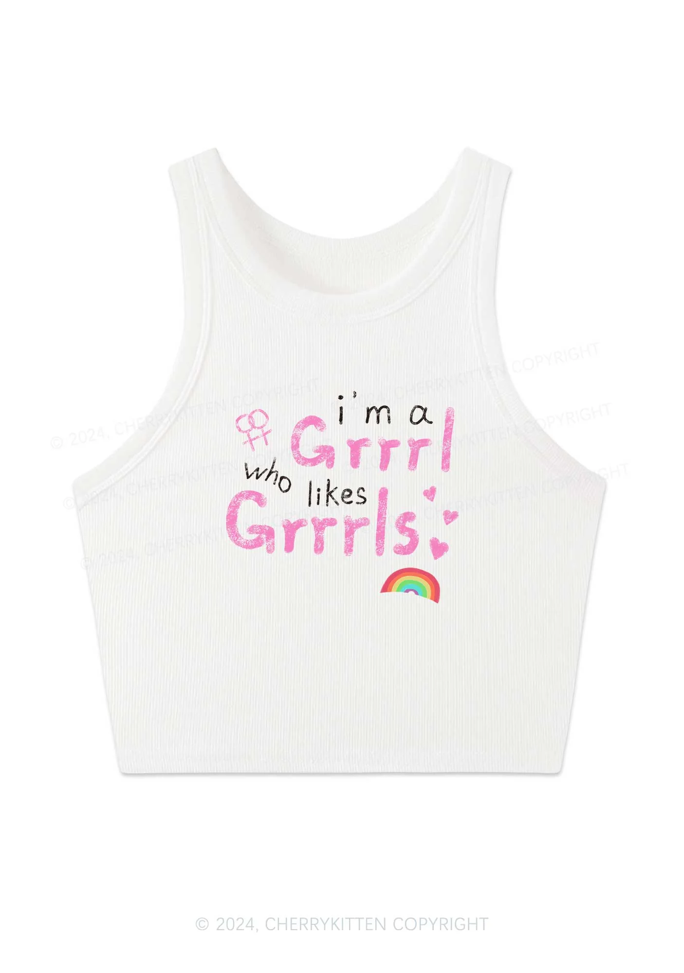 Grrrl Likes Grrrls Y2K Crop Tank Top Cherrykitten - Image 2