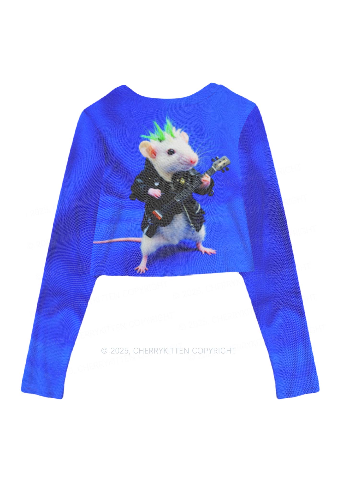 Guitar Playing Ratz Y2K Mesh Long Sleeve Crop Top Cherrykitten - Image 3