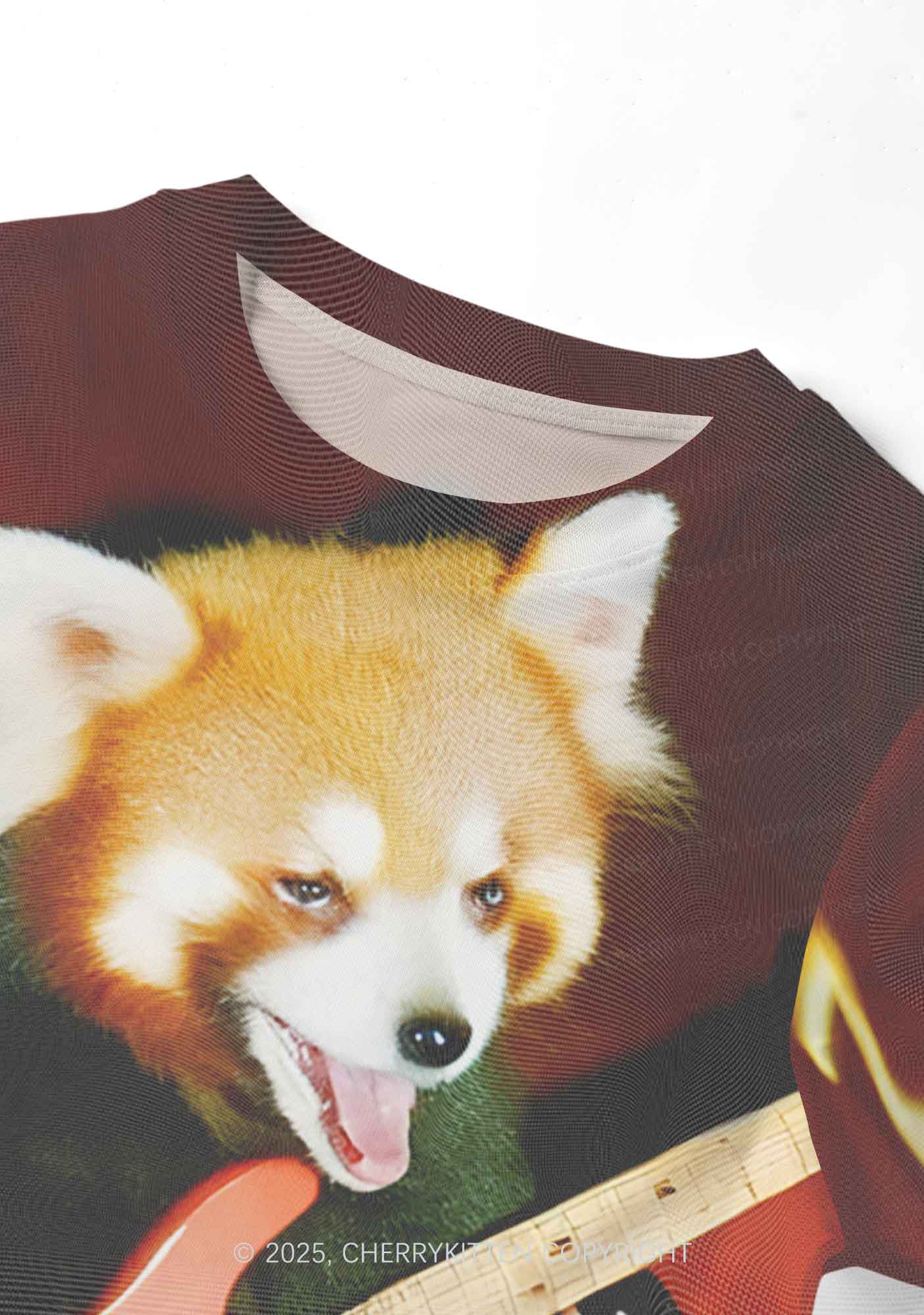 Guitar Raccoon Y2K Mesh Crop Top Cherrykitten - Image 3