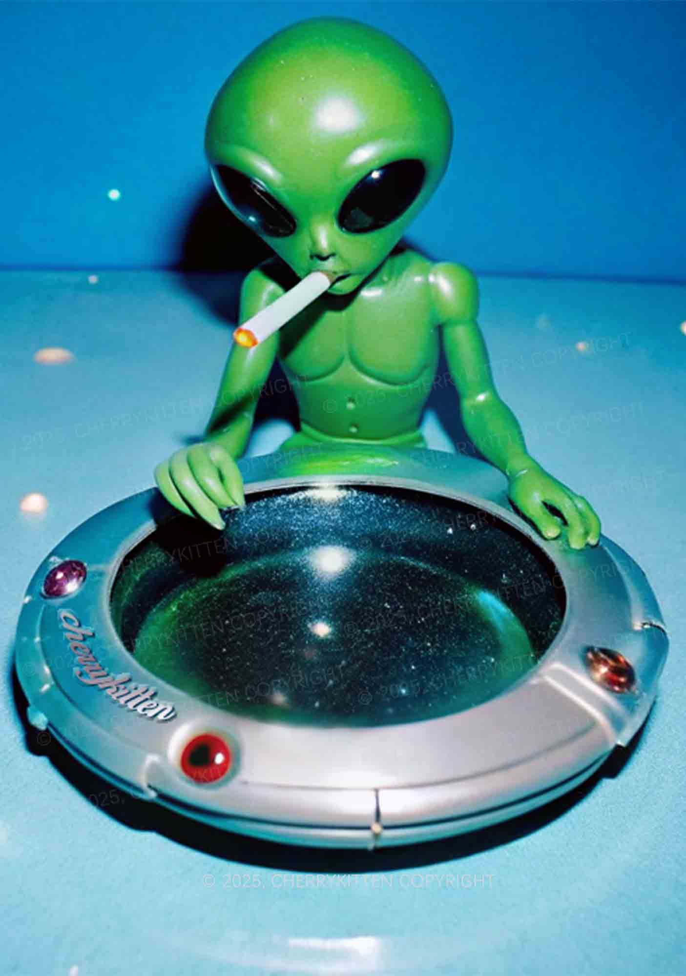 Halloween Alien UFO Ashtray Y2K Print Slip Dress Cherrykitten - Image 2