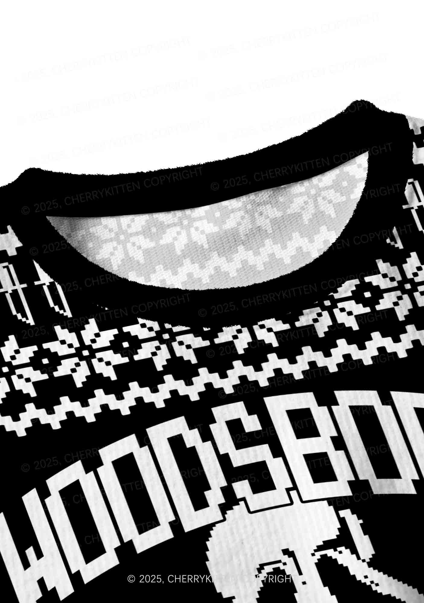 Halloween Black Horror Club Y2K Christmas Crop Knit Sweatshirt Cherrykitten - Image 4