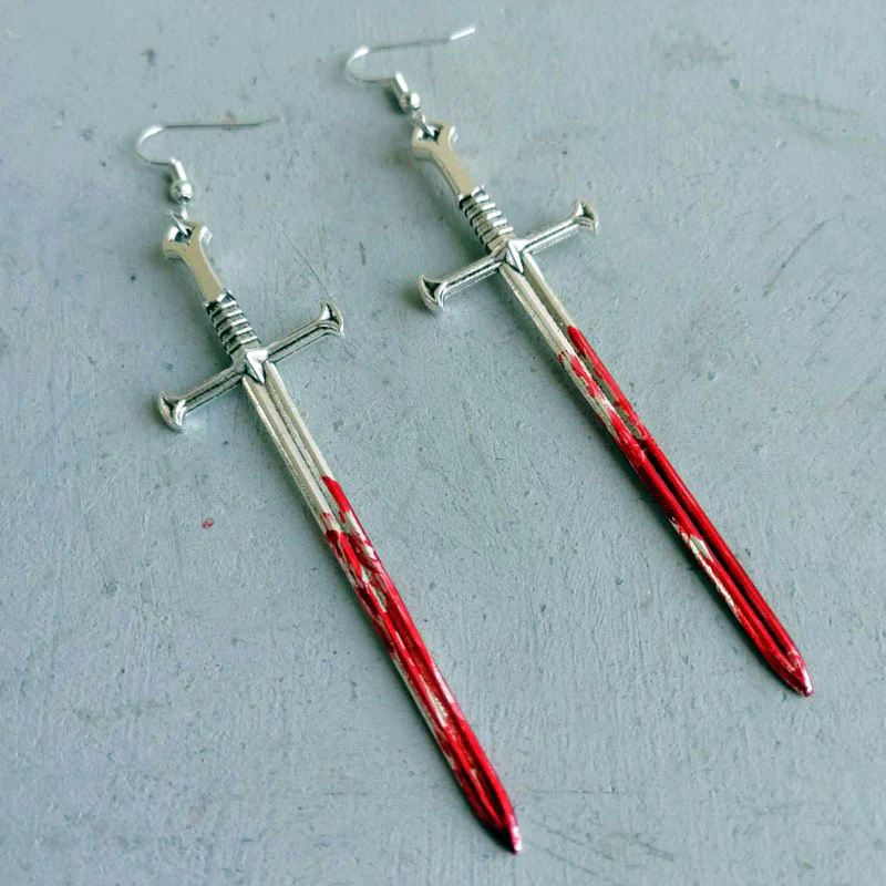 Halloween Bloodstained Sword Earrings - Image 2