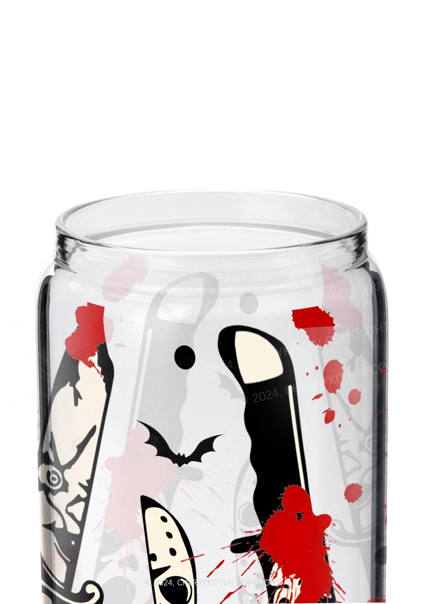 Halloween Bloody Dagger Y2K Printed Glass Cup Cherrykitten - Image 2