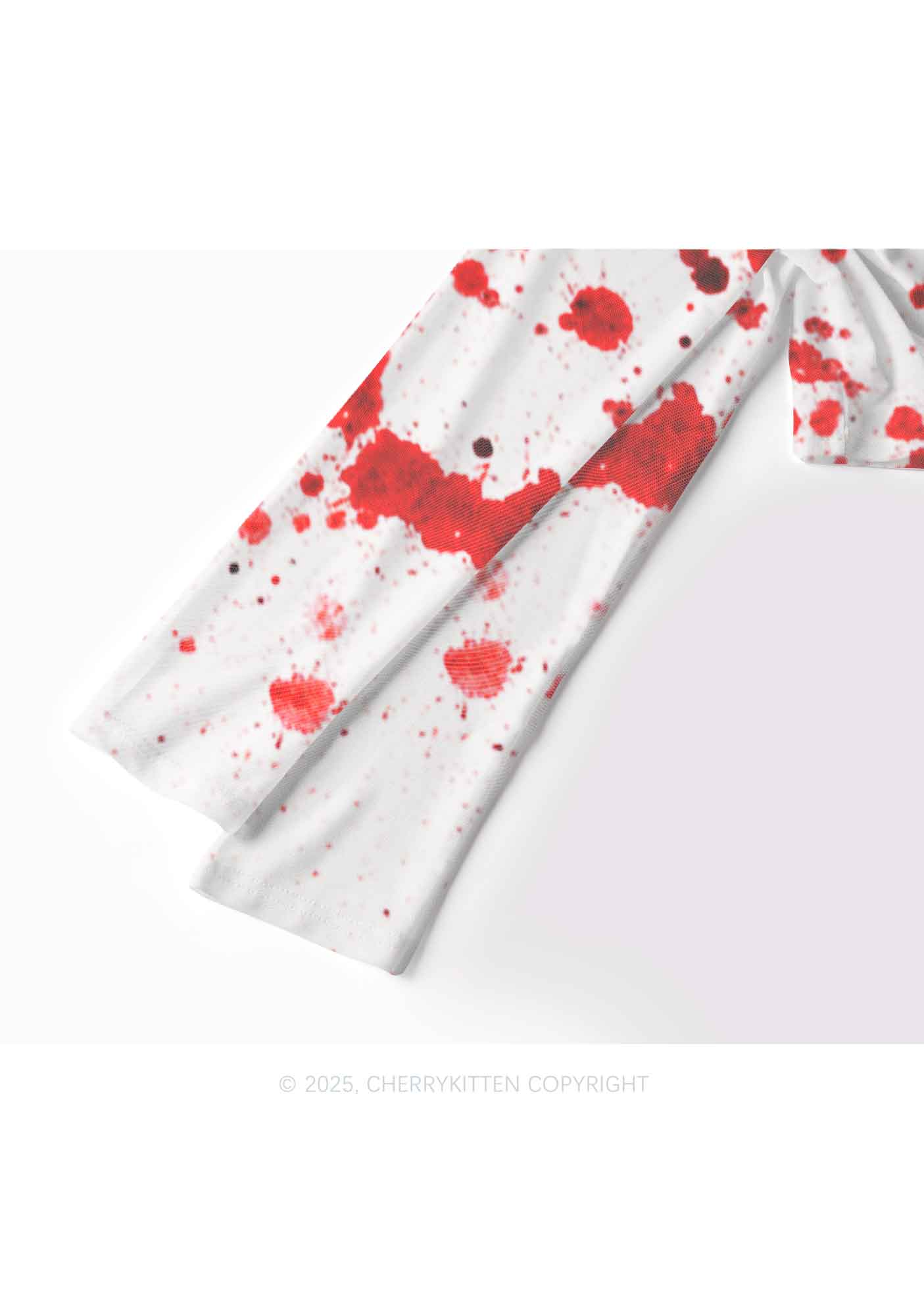Halloween Bloody Ghost Y2K Mesh Long Sleeve Crop Top Cherrykitten - Image 4