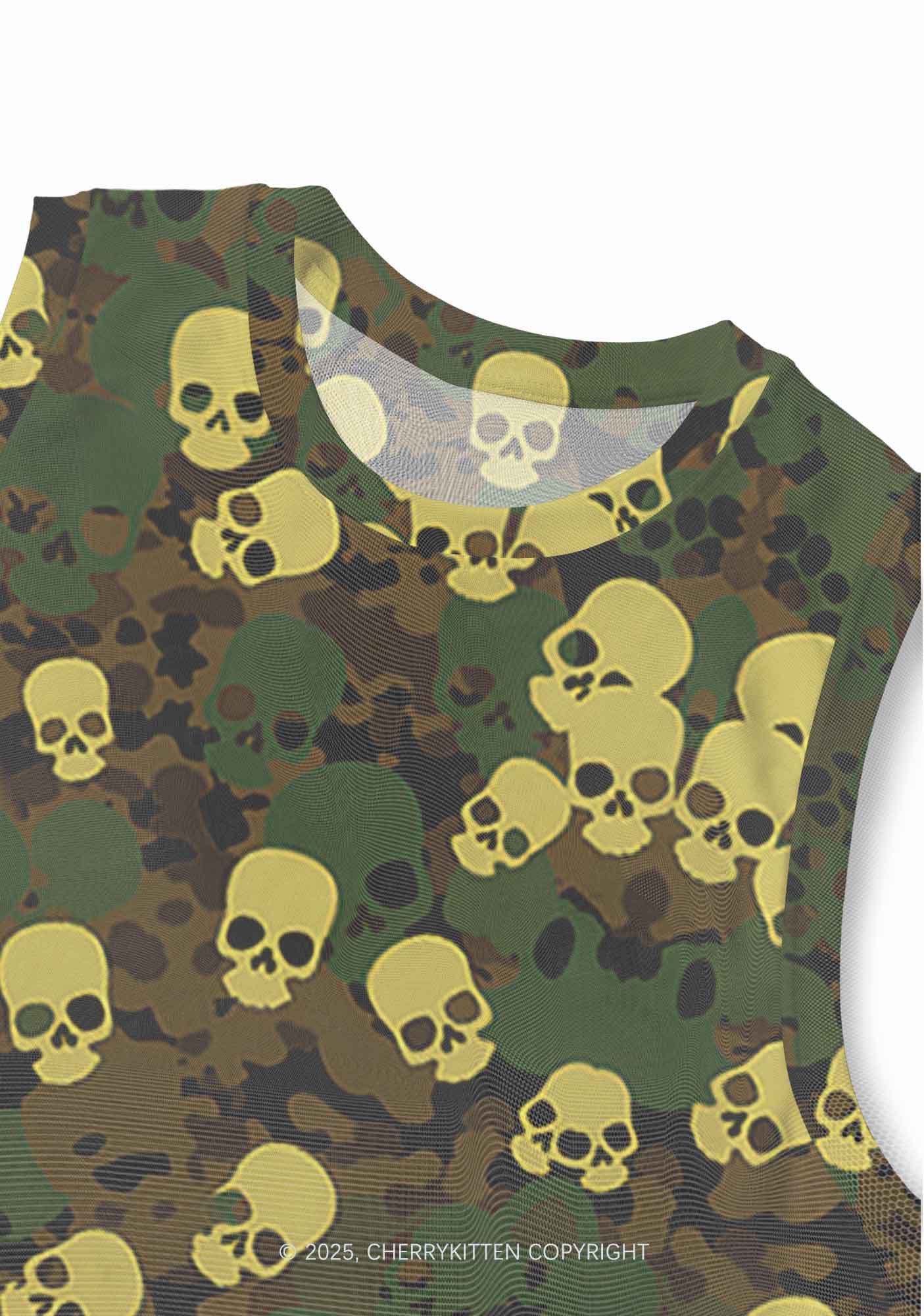 Halloween Camouflage Skull Y2K Mesh Muscle Tank Cherrykitten - Image 3
