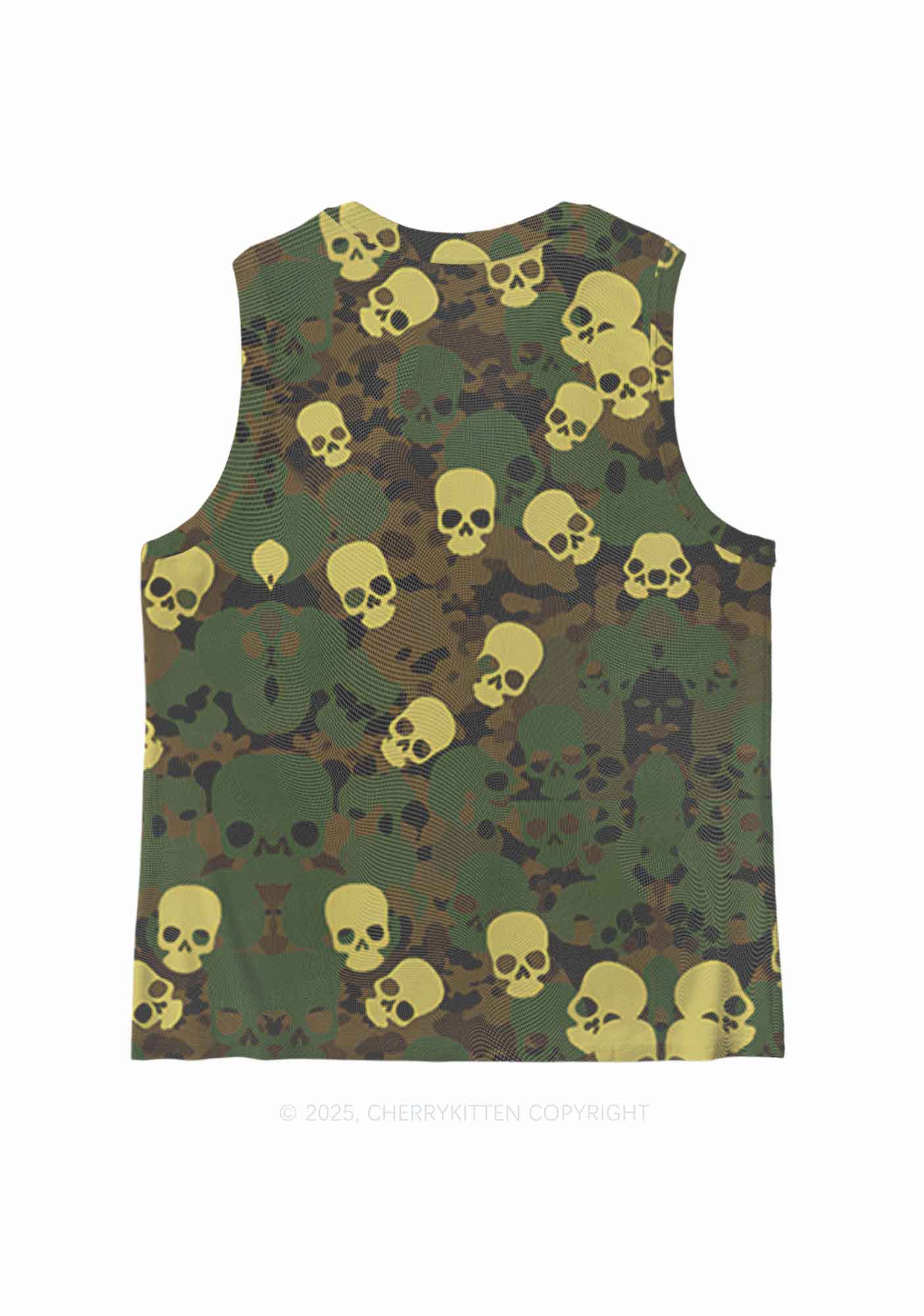 Halloween Camouflage Skull Y2K Mesh Muscle Tank Cherrykitten - Image 4