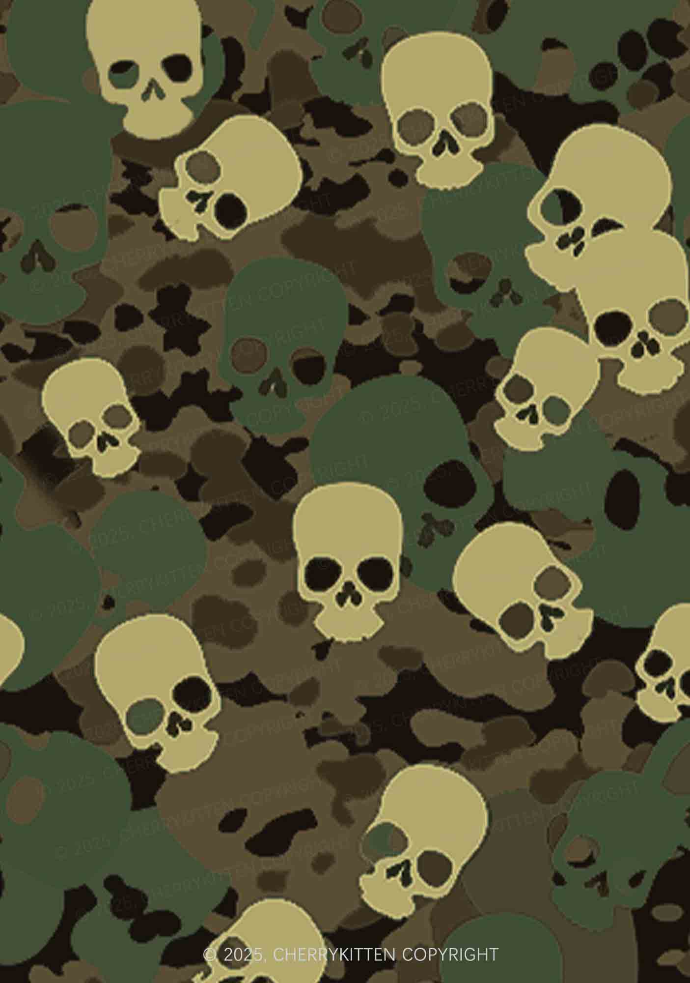 Halloween Camouflage Skull Y2K Print Long Sleeve Pajama Set Cherrykitten - Image 2
