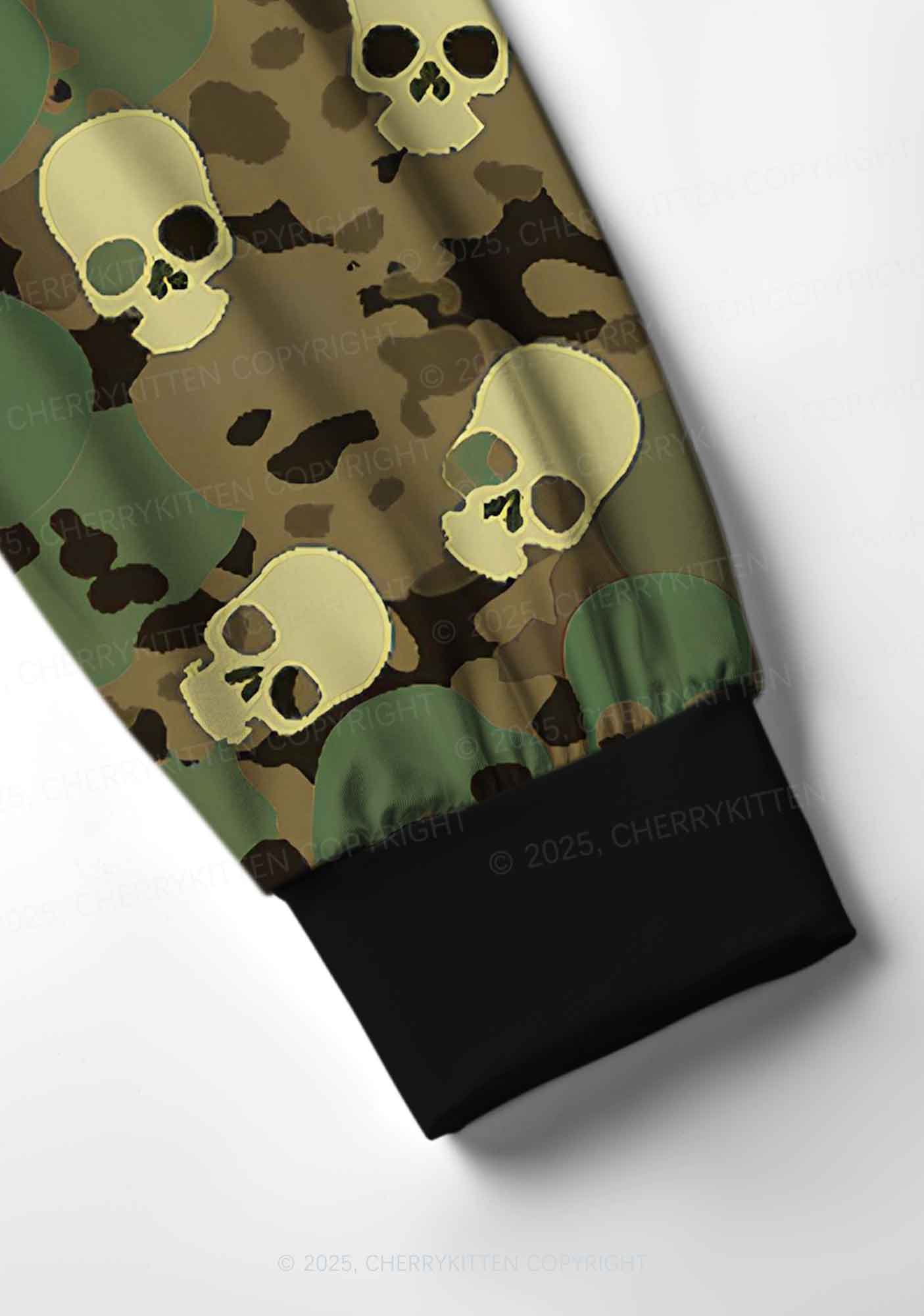 Halloween Camouflage Skull Y2K Print Long Sleeve Pajama Set Cherrykitten - Image 5