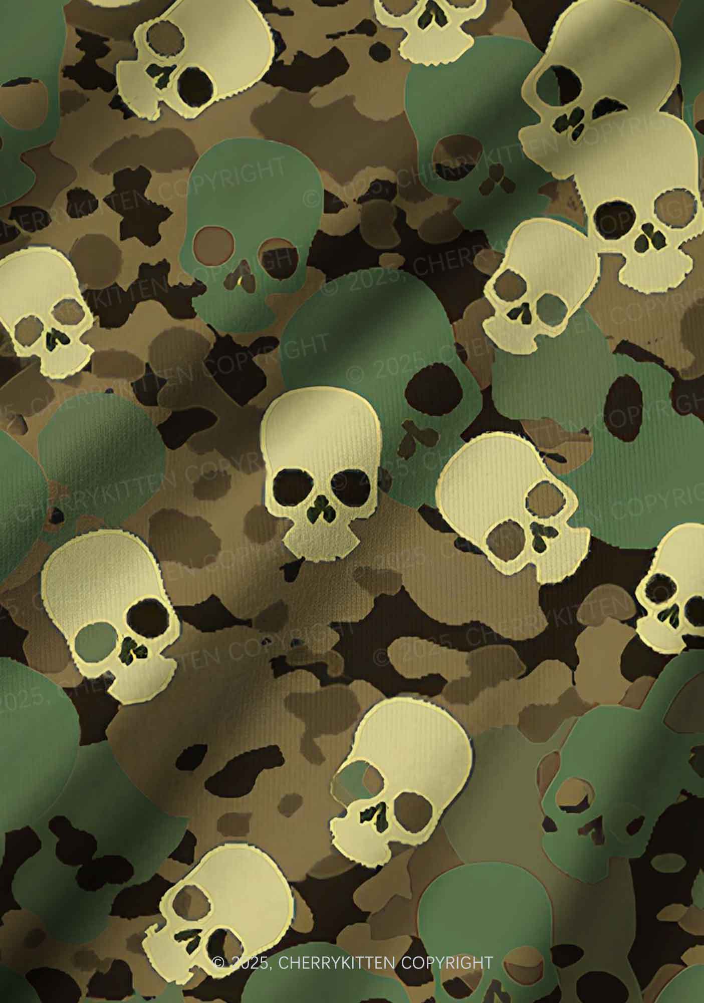 Halloween Camouflage Skull Y2K Print Long Sleeve Pajama Set Cherrykitten - Image 6