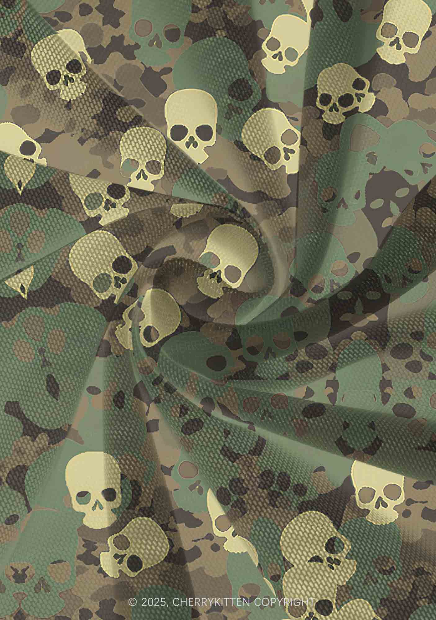 Halloween Camouflage Skull Y2K Print Mini Layered Skirt Cherrykitten - Image 4