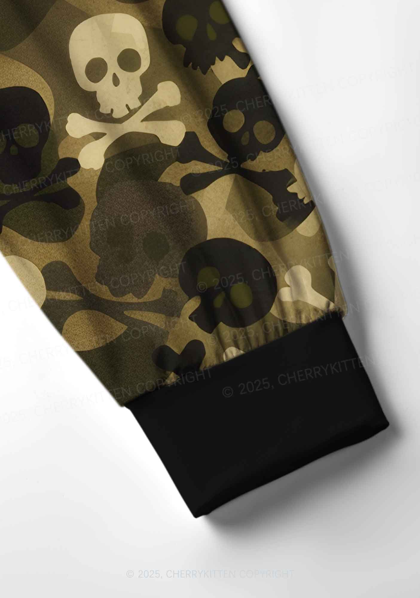 Halloween Camouflage Skulls Y2K Print Long Sleeve Pajama Set Cherrykitten - Image 5
