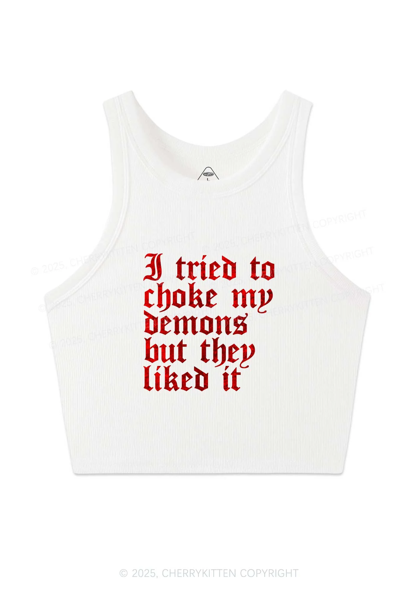 Halloween Choke Demons They Liked Y2K Crop Tank Top Cherrykitten - Image 3
