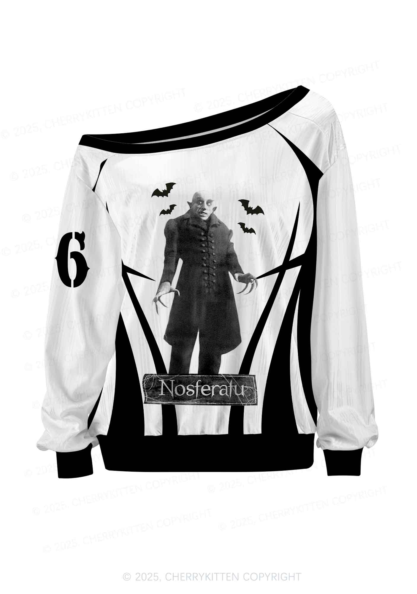 Halloween Custom Bat Monster Y2K Off Shoulder Long Sleeve Sport Jersey Shirts Cherrykitten - Image 2