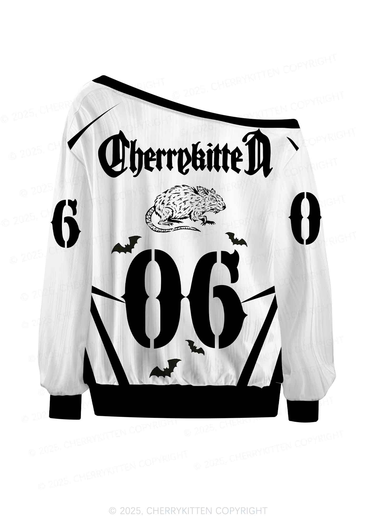Halloween Custom Bat Monster Y2K Off Shoulder Long Sleeve Sport Jersey Shirts Cherrykitten - Image 3