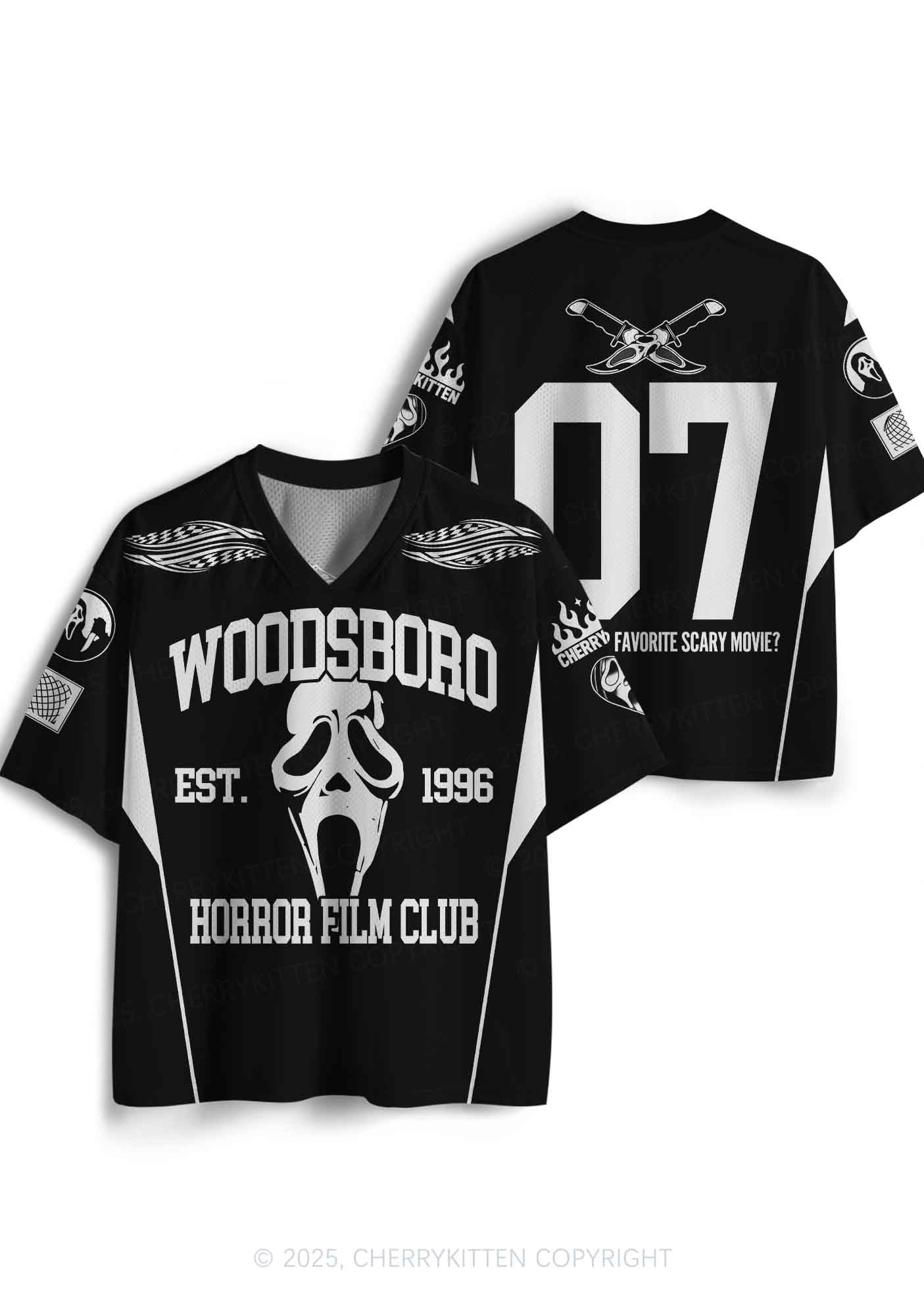 Halloween Custom Black Horror Club Y2K Sport Jersey Shirts Cherrykitten - Image 3