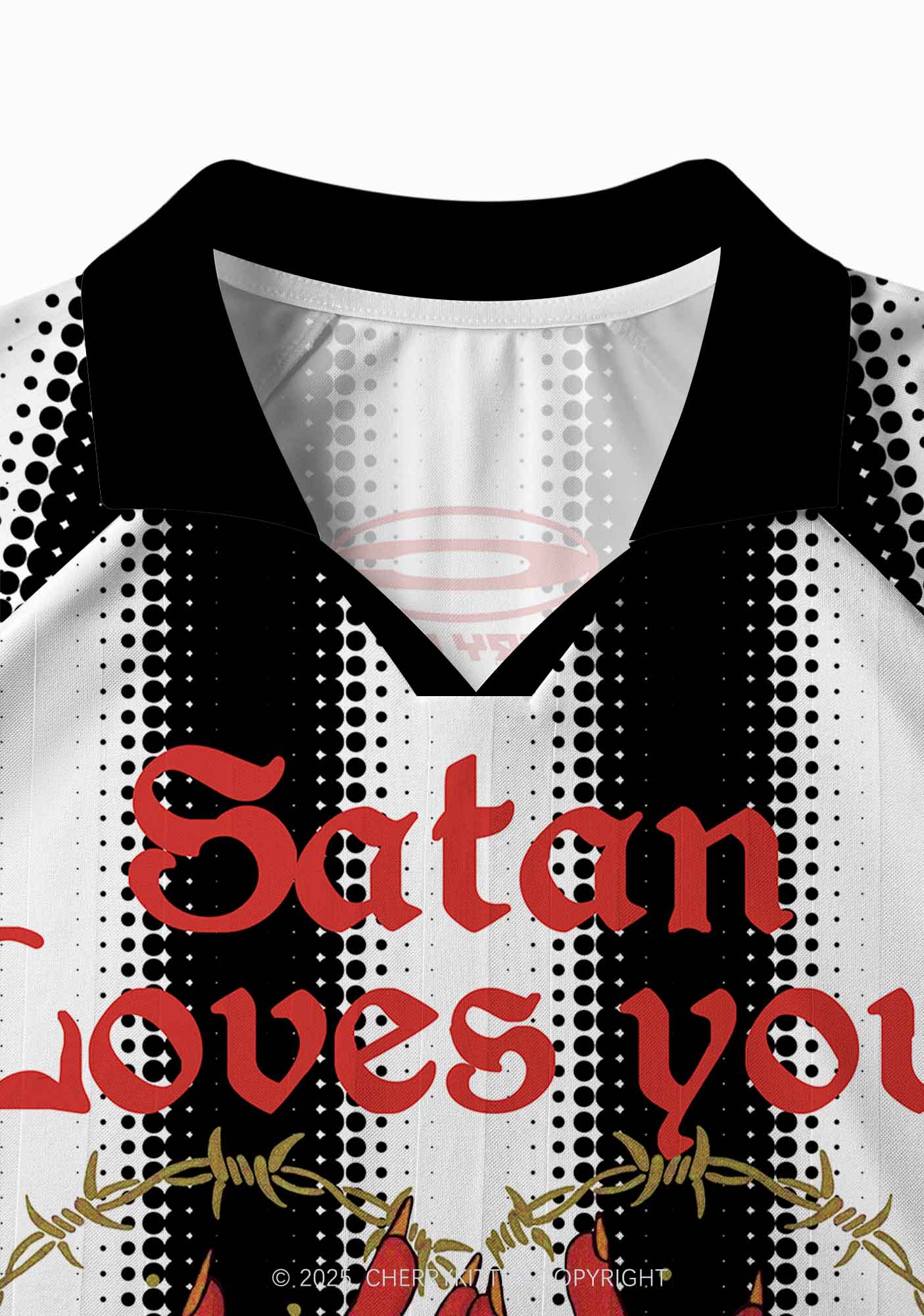 Halloween Custom Black Satan Heart Y2K Long Sleeve Sport Jersey Shirts Cherrykitten - Image 4