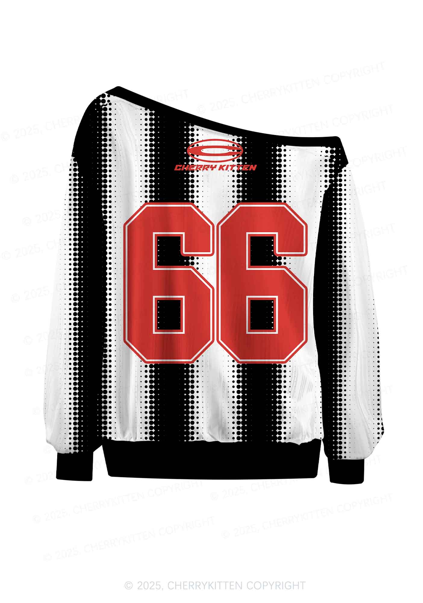 Halloween Custom Black Satan Heart Y2K Off Shoulder Long Sleeve Sport Jersey Shirts Cherrykitten - Image 2