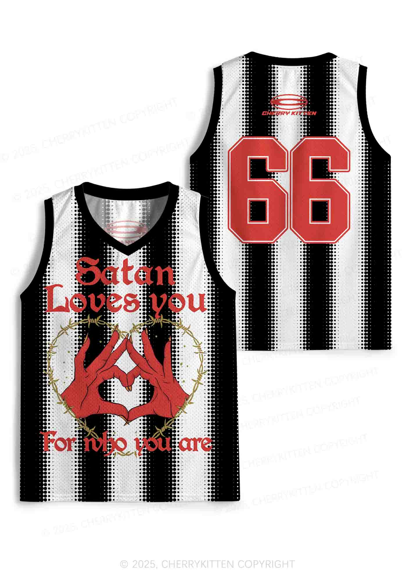 Halloween Custom Black Satan Heart Y2K Sport Jersey Tank Cherrykitten - Image 3