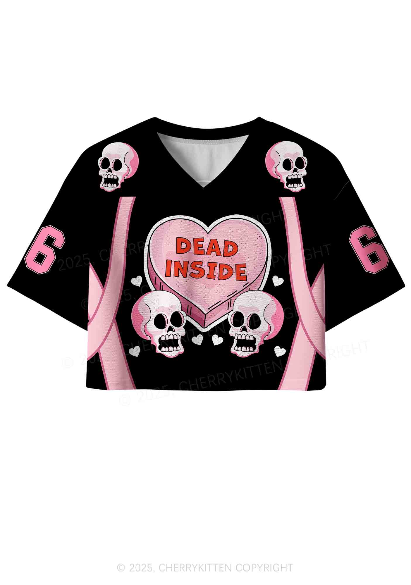 Halloween Custom Dead Inside Y2K Crop Sport Jersey Shirts Cherrykitten - Image 3